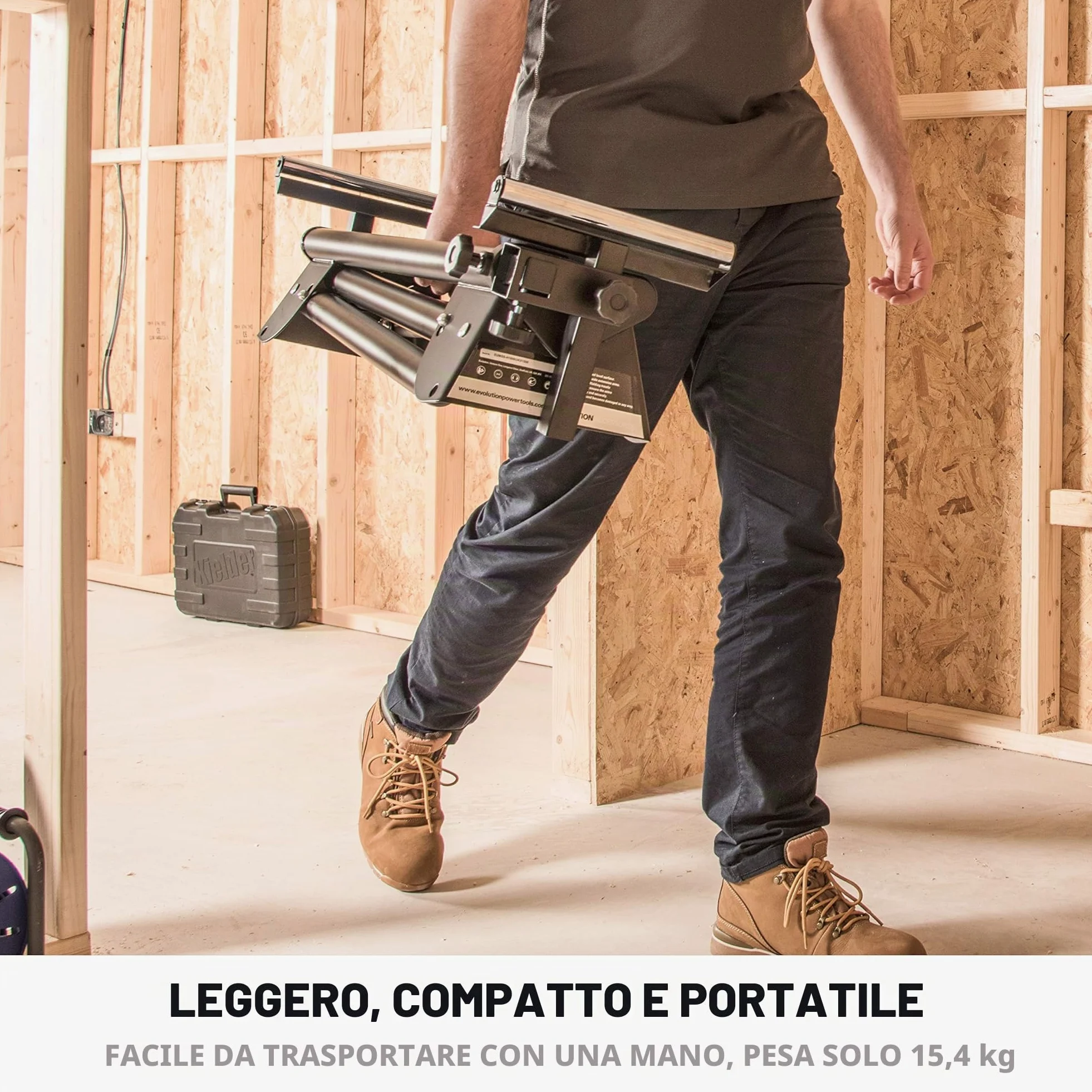 Evolution Power Tools - Supporto troncatrice con estensioni, Nero