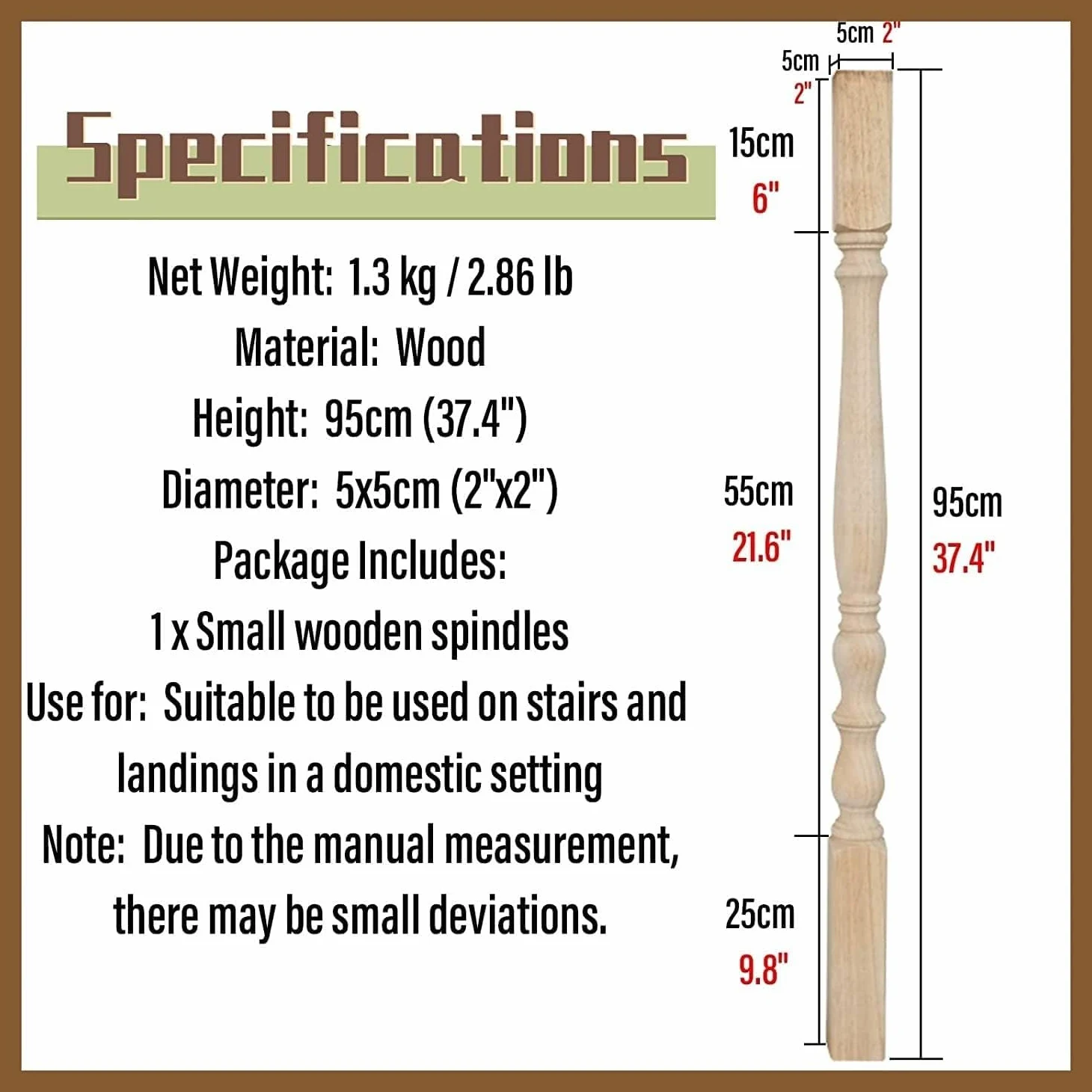 Corrimano Scala Balaustra in Legno Mandrino Balaustre per Scale Interne, Colonna per Mandrini Interni Moderni per Scala Balcone Casa Attico, 5 Pack, 95cm/37.4in