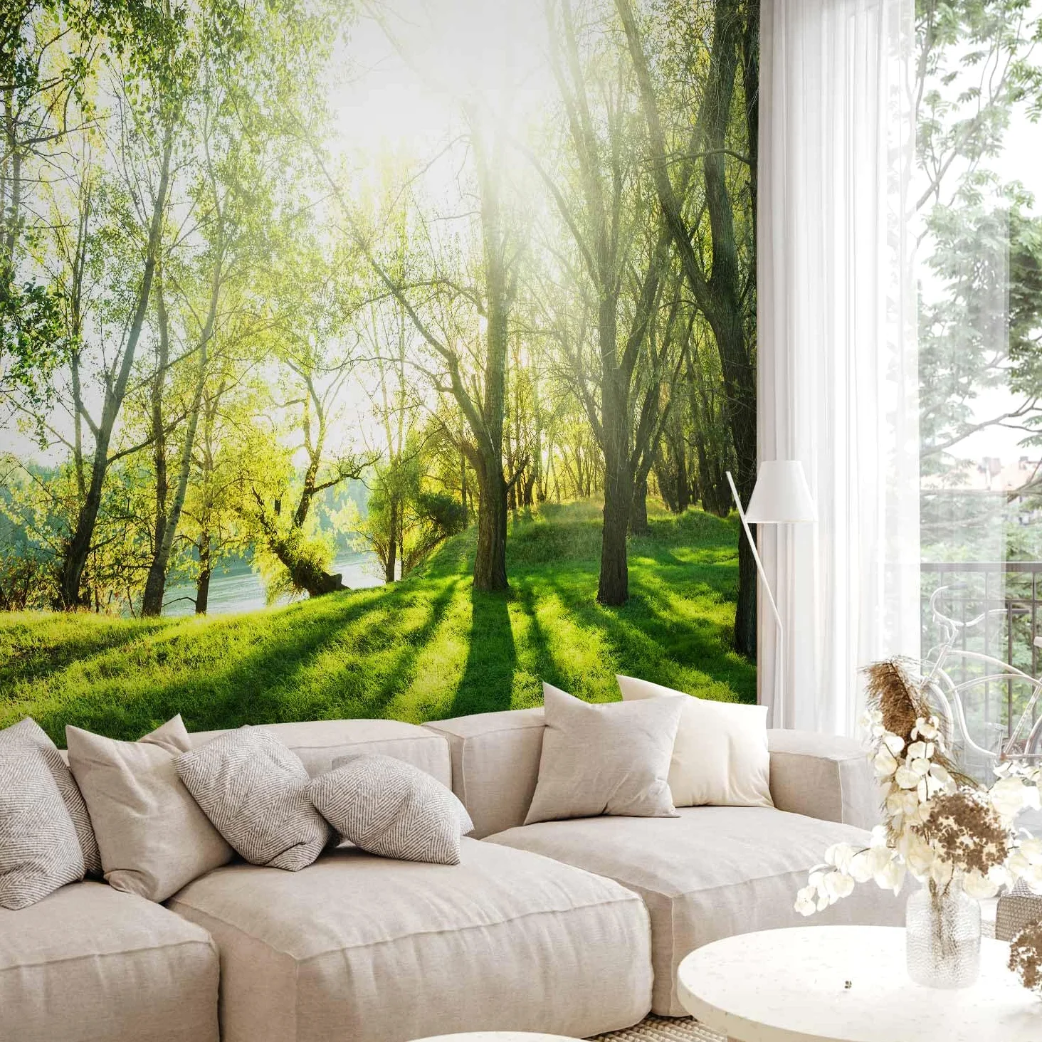murando - Carta da Parati Adesiva Foresta Bosco 441x315 cm Fotomurali Adesivi Murali Rivestimento Parete Moderna per Pareti Adesiva Muro Decorativo Fotomurale Soggiorno - Nature Paesaggio verde