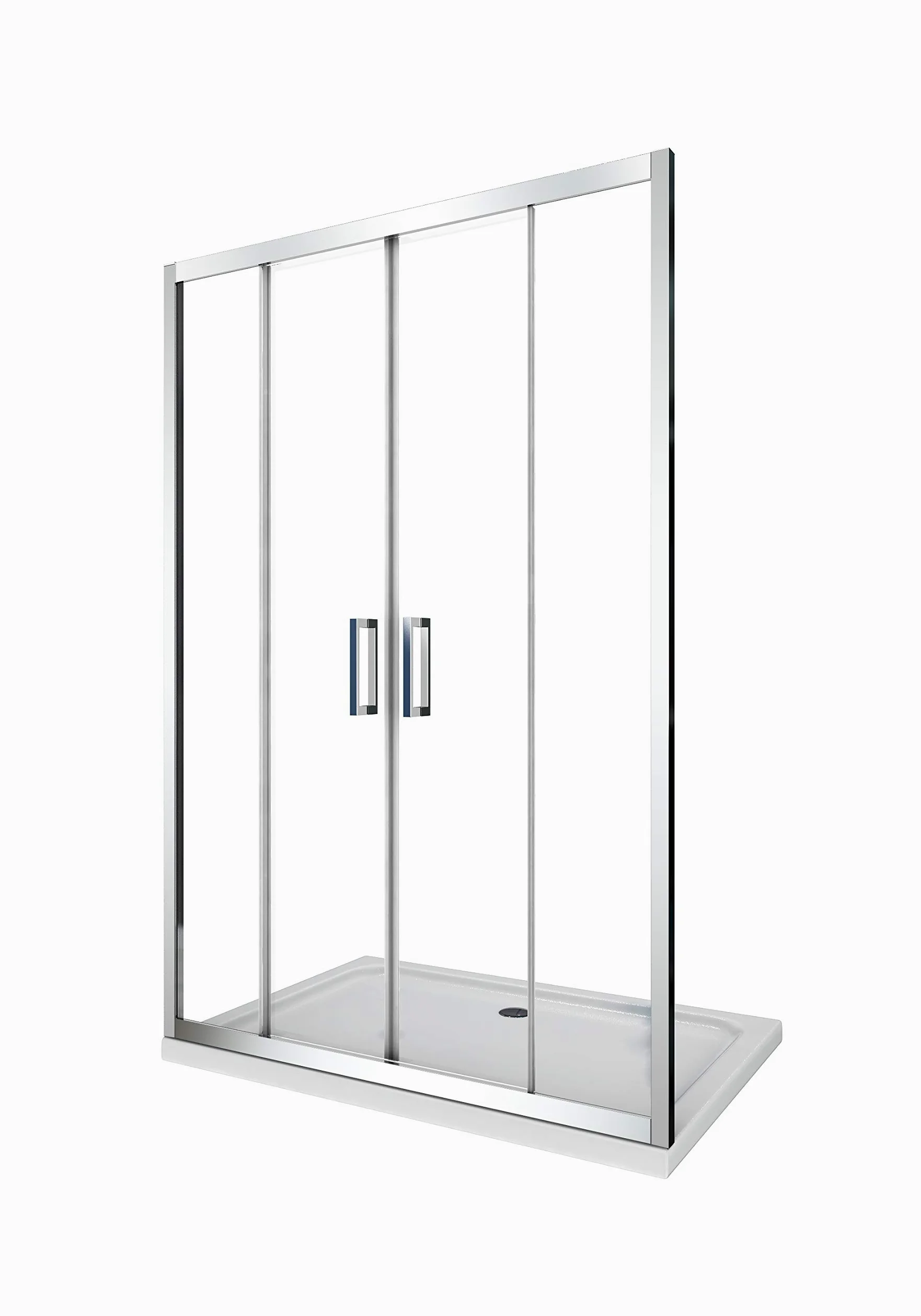Porta Doccia Scorrevole Con Apertura Centrale Vetro 6 mm anti-calcare H.190 cm (163-168 H.190 cm)