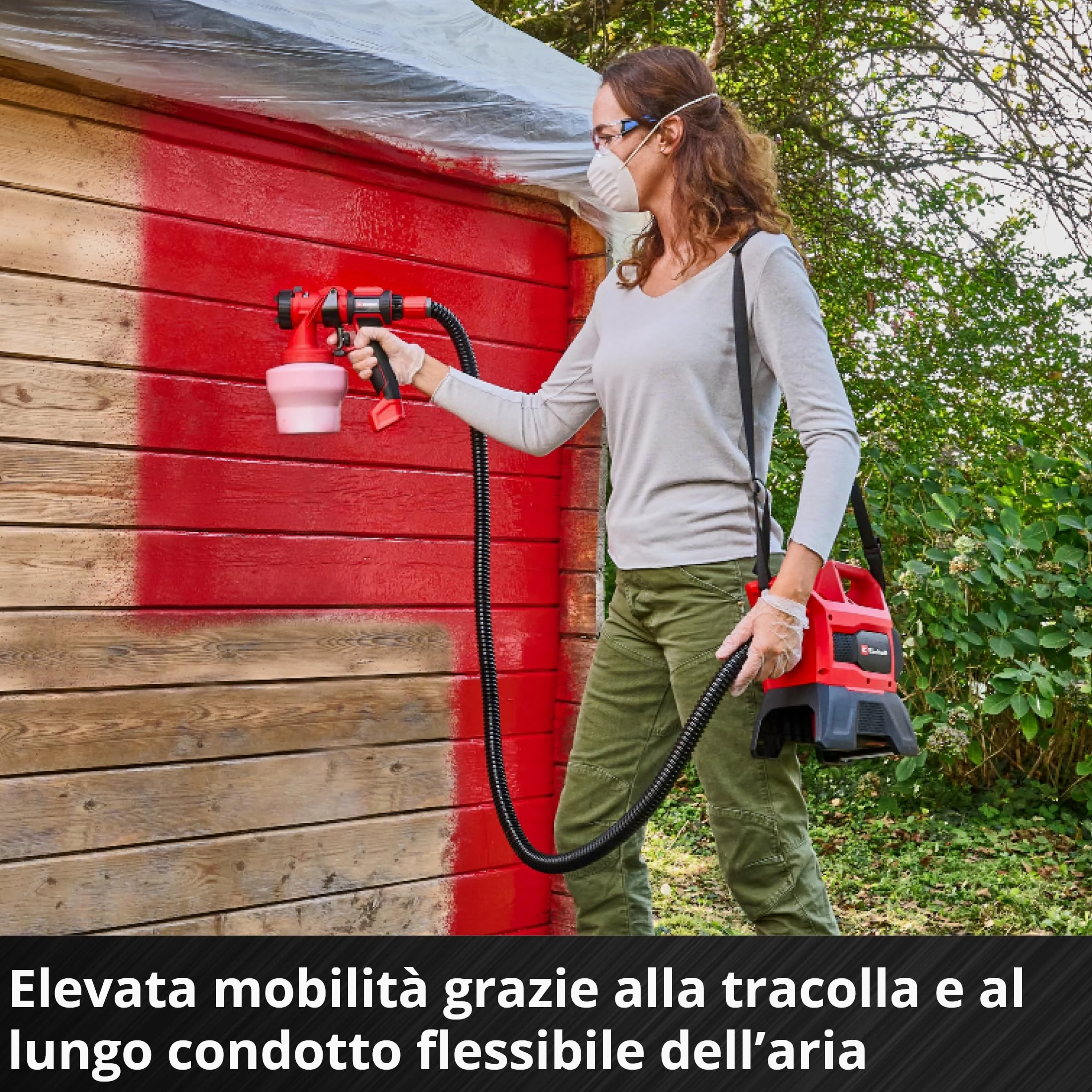 Einhell Sistema di verniciatura a spruzzo TE-SY 18/90 Li-Solo Power X-Change (18 V, portata 1000 ml/min, contenitore 1200 ml, quantità regolabile di aria/vernice, incl. accessori, batteria esclusa)