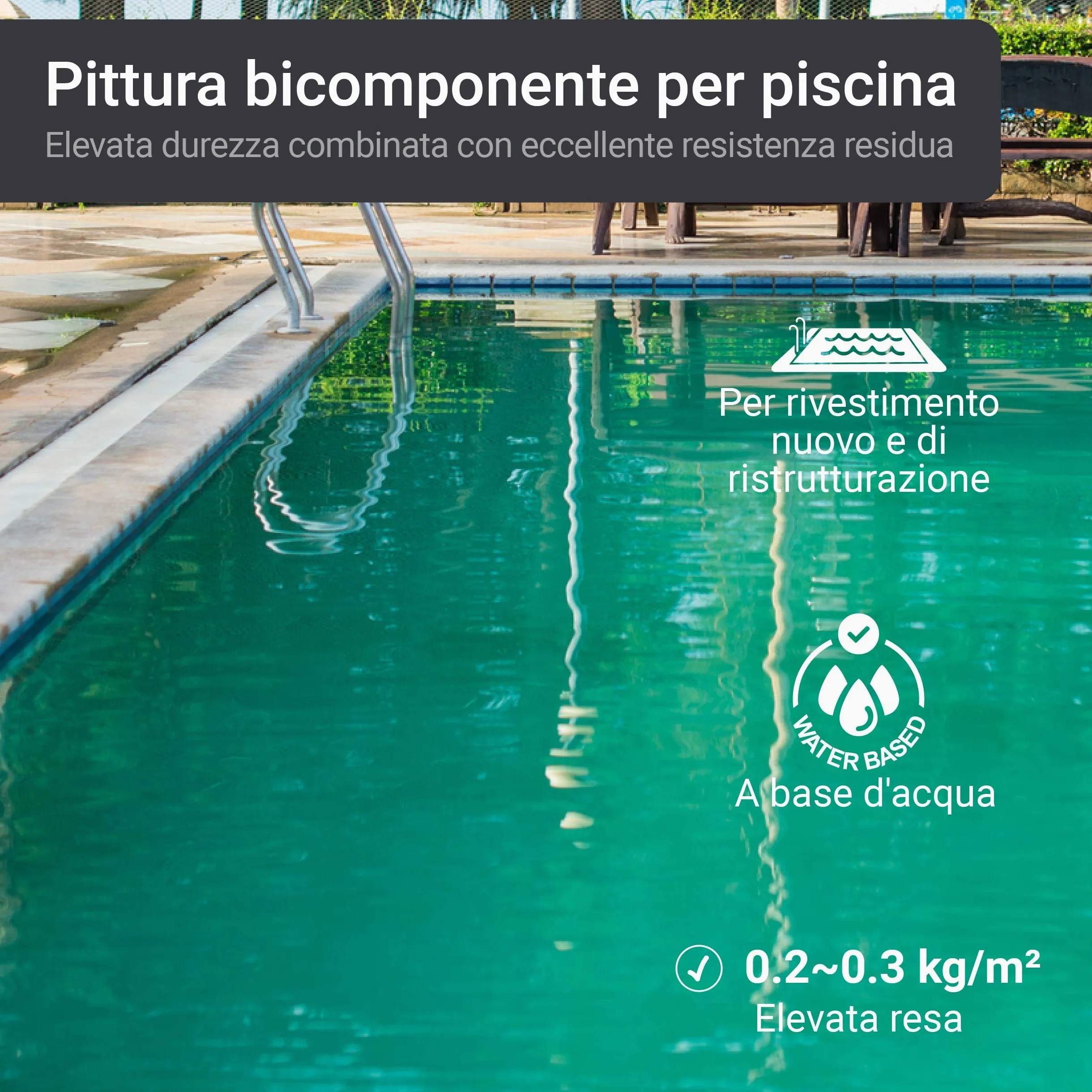 WO-WE Pittura per Piscina Vernice bicomponente Resina epossidica RAL 5012 sim. Blu Luce - 10KG