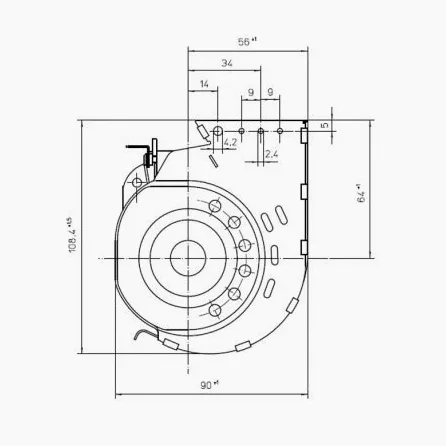 Ventola tangenziale EBM QLN65/2400 A33-3025LH Motore Destro