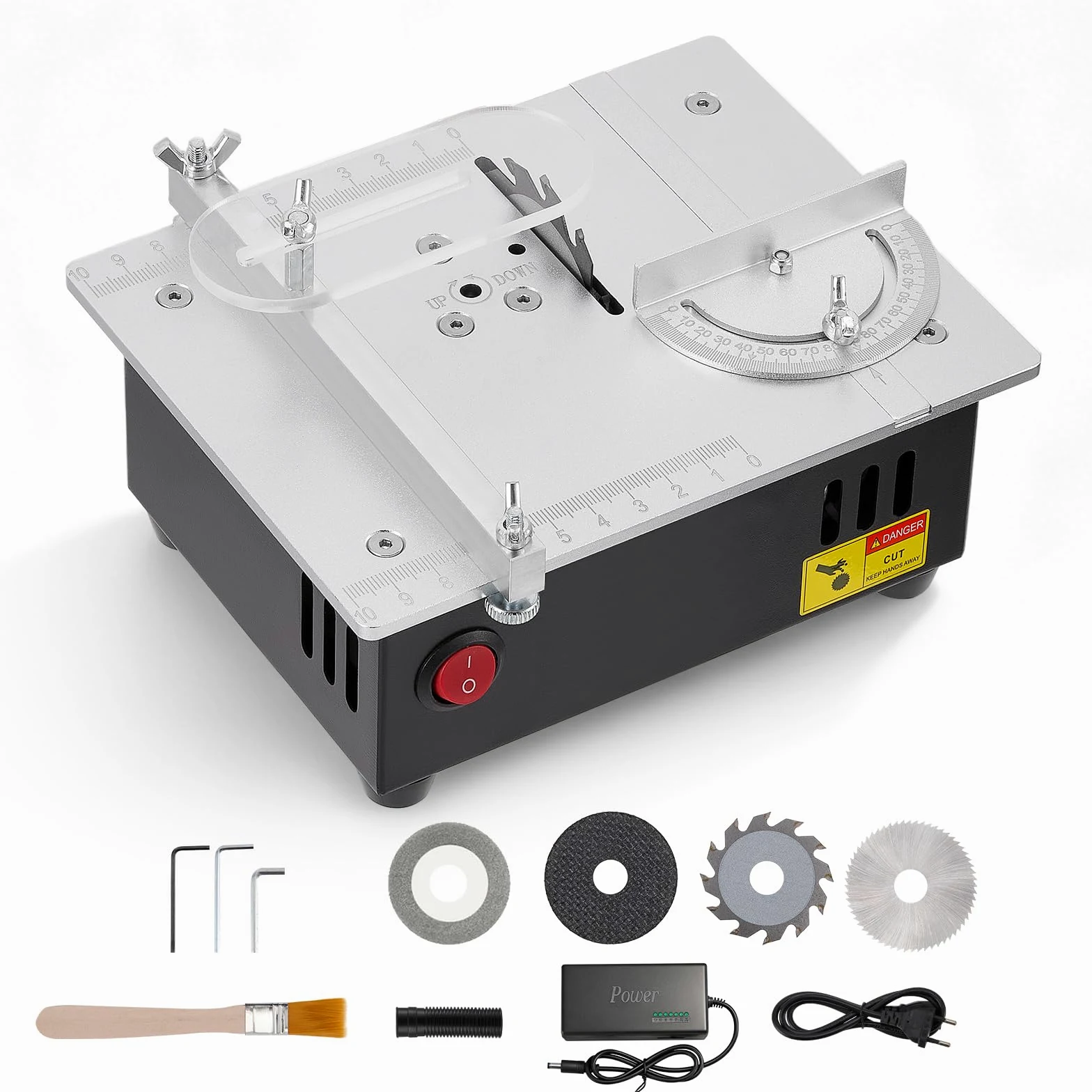 Mini sega circolare da tavolo 5000 giri/min, 100W 0.1mm-15mm Multifunzione piccola macchina da taglio, Micro tavolo Piccolo tavolo sega Lavorazione del legno modello di precisione sega