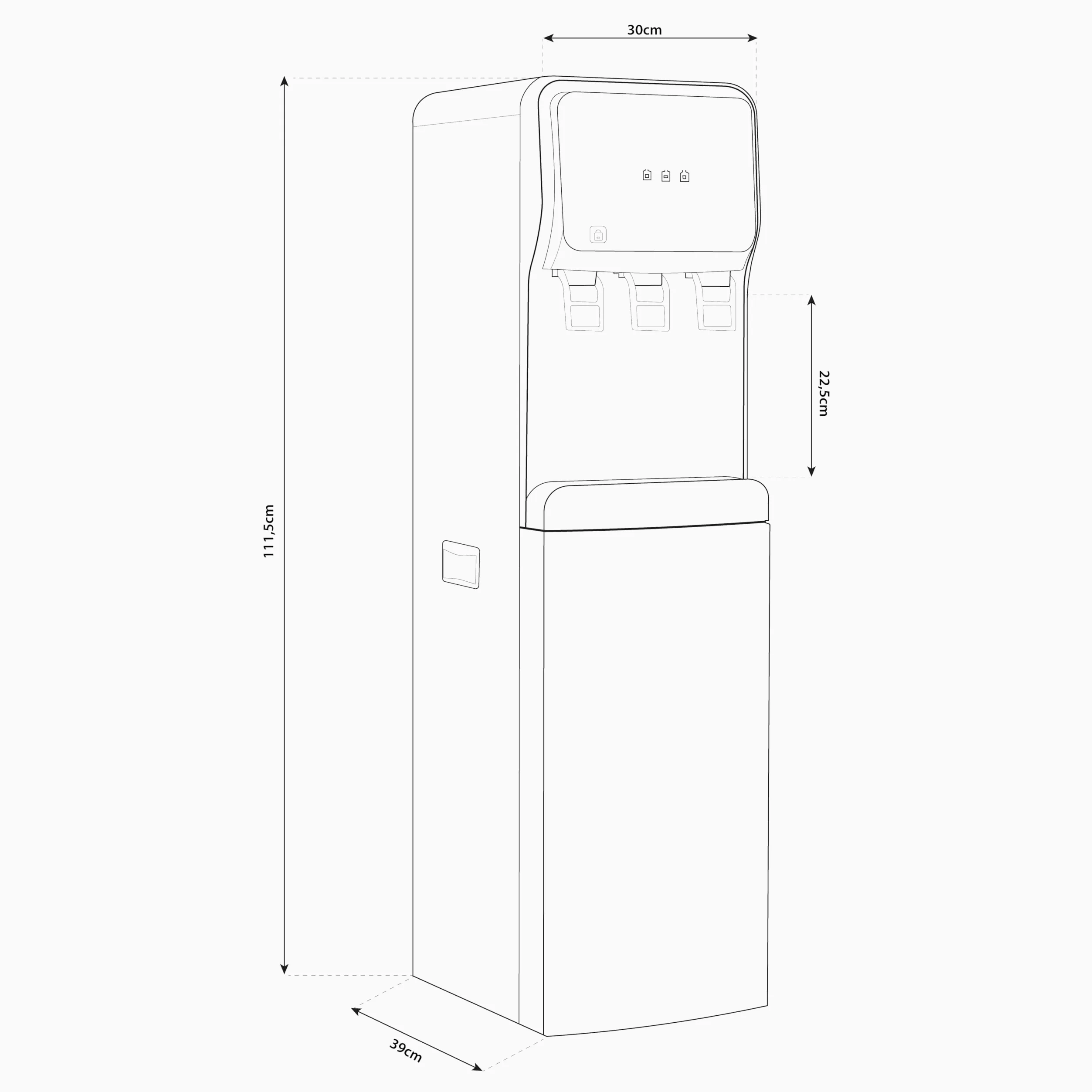 Shurity Cool refrigeratore colonnina 3 vie acqua fredda, calda, ambiente con Osmosi Inversa