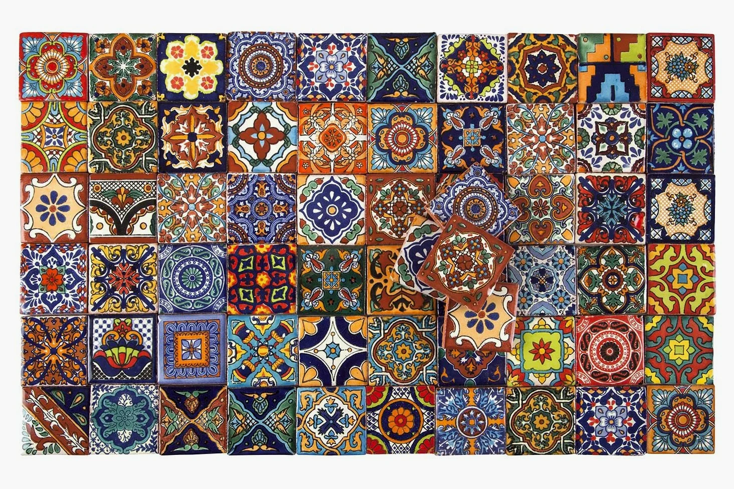 Cerames Piastrelle Mosaico Messicane – 120 ceramiche mattonelle messicane decorative per bagno, doccia, scale, parete posteriore della cucina | Tessere mosaico ceramica 5x5 cm