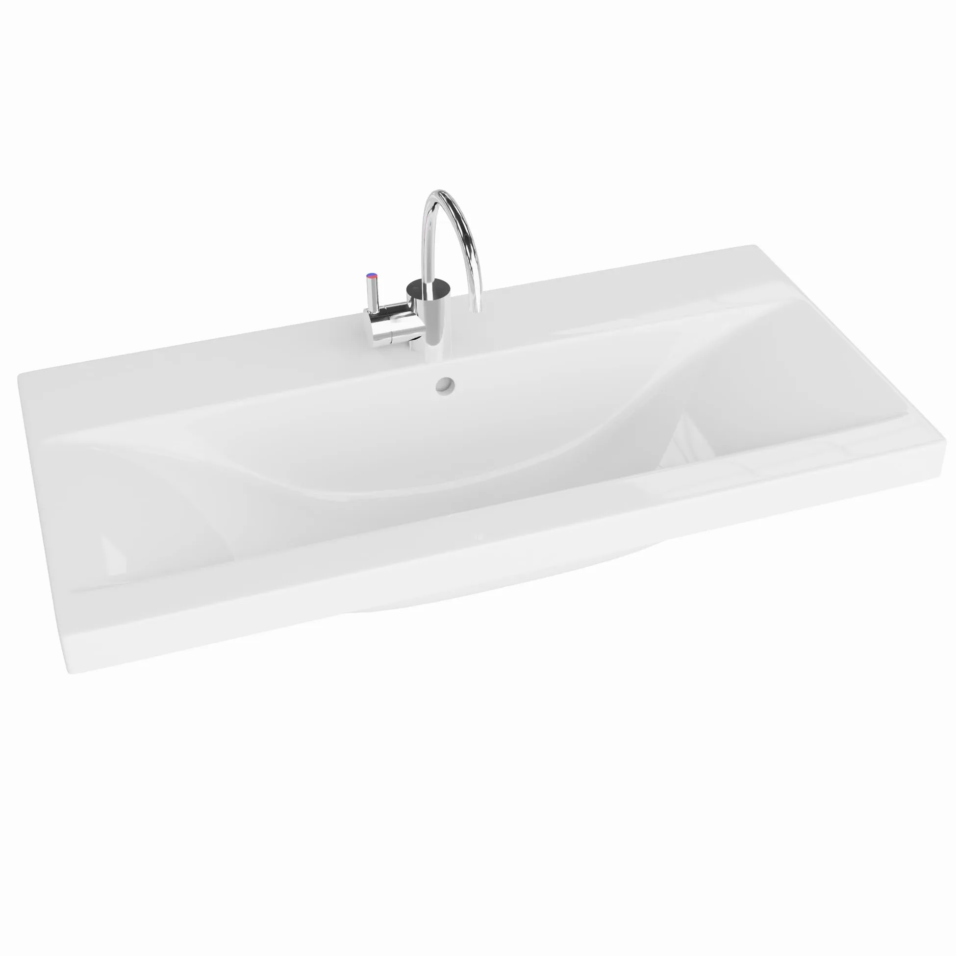 LAVITA Lavabo per mobili California 800 con troppopieno e foro per rubinetto, in porcellana di alta qualità, 81 x 39 x 17 cm, bianco lucido