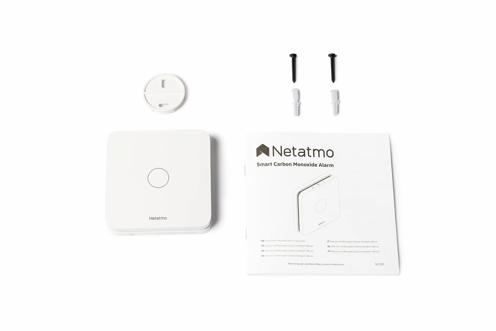 Netatmo - Rilevatore Di Monossido Di Carbonio Intelligente, Wi-Fi, Autonomia Di 10 Anni, Allarme Da 85 Db, Certificazioni En 50291 E Nf, Nco-It, ‎Udibile, Bianco, ‎10 x 2.3 x 10 cm, 390 grammi