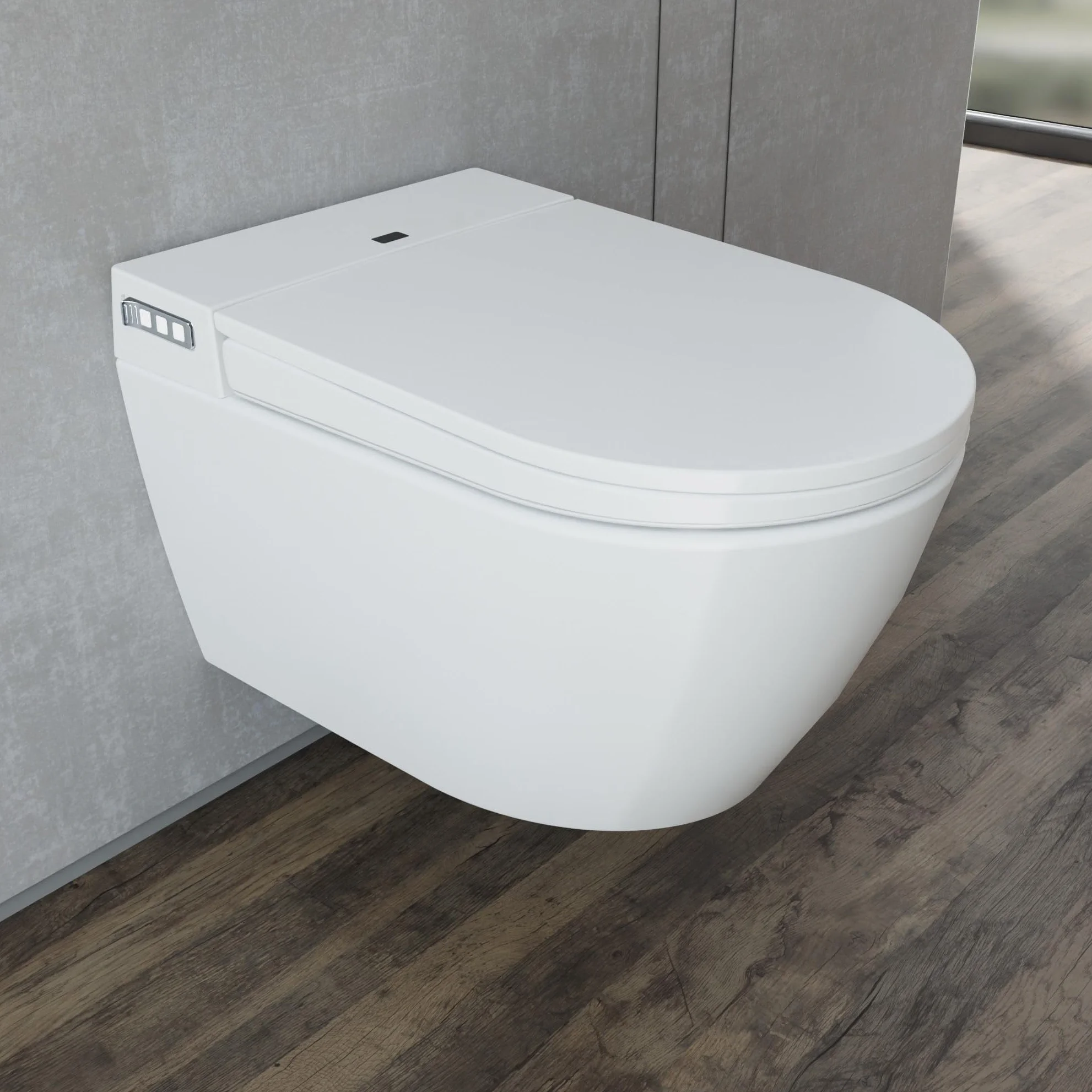 BERNSTEIN WC doccia 540 PRO in bianco, WC sospeso senza bordi con funzione bidet riscaldamento e sterilizzatore – impianto completo con telecomando occhiali da toilette con abbassamento automatico