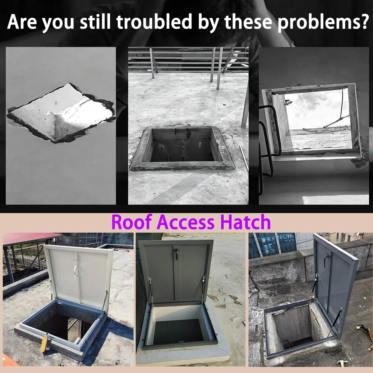 Heavy Du Roof Hatch – Coperchio di botola zincato verniciato a polvere, presa di ventilazione sicura per lucernario per casa Emerncy, 22in x38in / 56 x 96,5 cm, porta di accesso commerciale