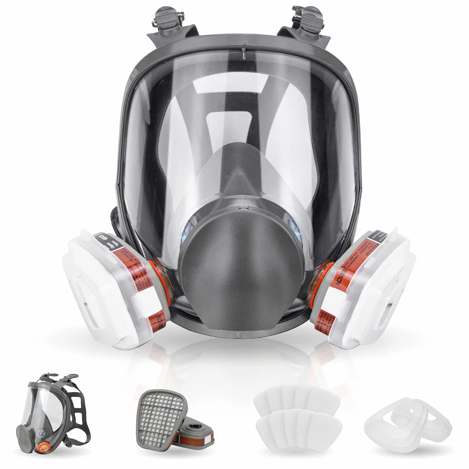 Maschera a protezione totale, maschera respiratoria, maschera protettiva riutilizzabile con filtro a carbone attivo per pittura, protegge da gas, vernice, polvere, prodotti chimici