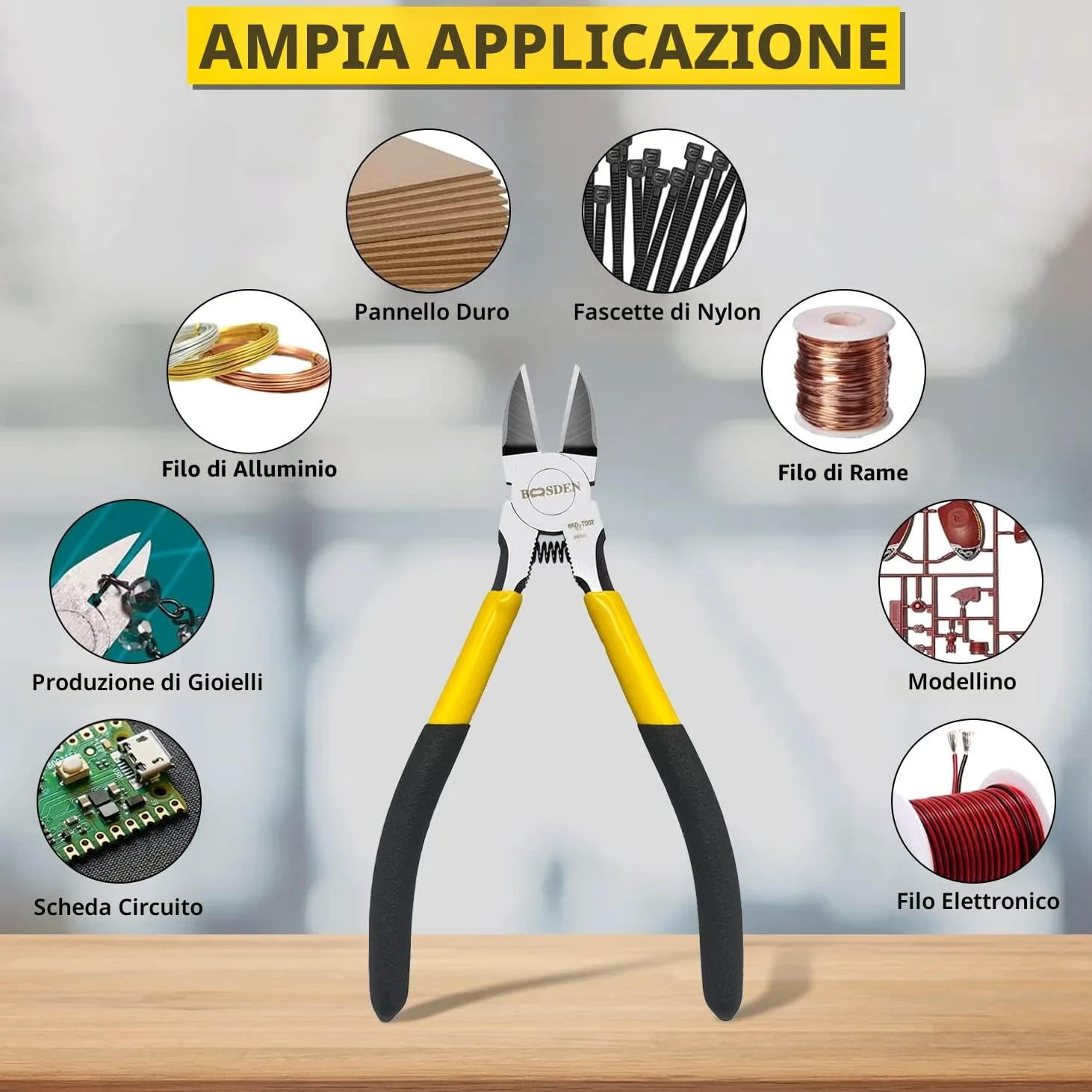 BOOSDEN Tronchesa, 10 Pezzi, 152mm, Pinza Diagonale e a Taglio Laterale per Gioielli, Floreale, Elettrico