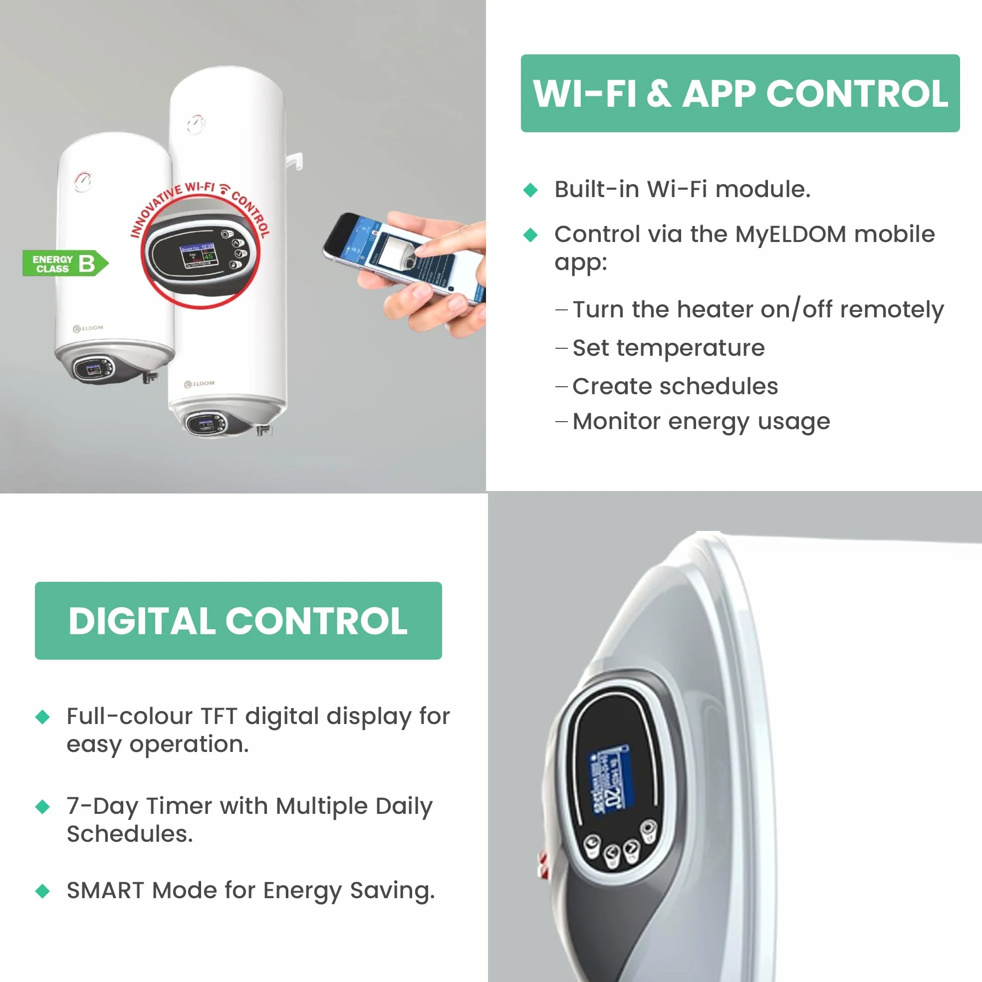 ELDOM FAVOURITE 80 litri serbatoio acqua calda 2 kW Electronic Control Wi-Fi