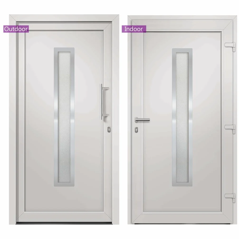 Gecheer Porta di Ingresso,Porta d'ingresso,Porta Esterna in PVC,Porta in PVC per Negozio, Balcone, casa,Portoncino Ingresso Esterno,Portone blindato,Bianca 98x190 cm