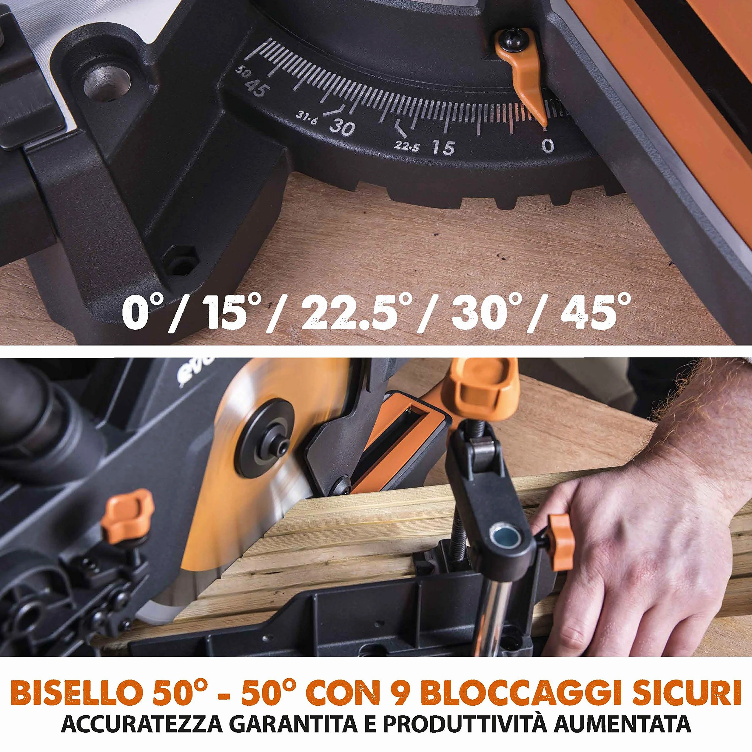 Evolution Power Tools 048-0032A R210SMS-300+ Troncatrice Radiale Scorrevole Multi-Materiale 210 mm con Pacchetto Plus, 230 V
