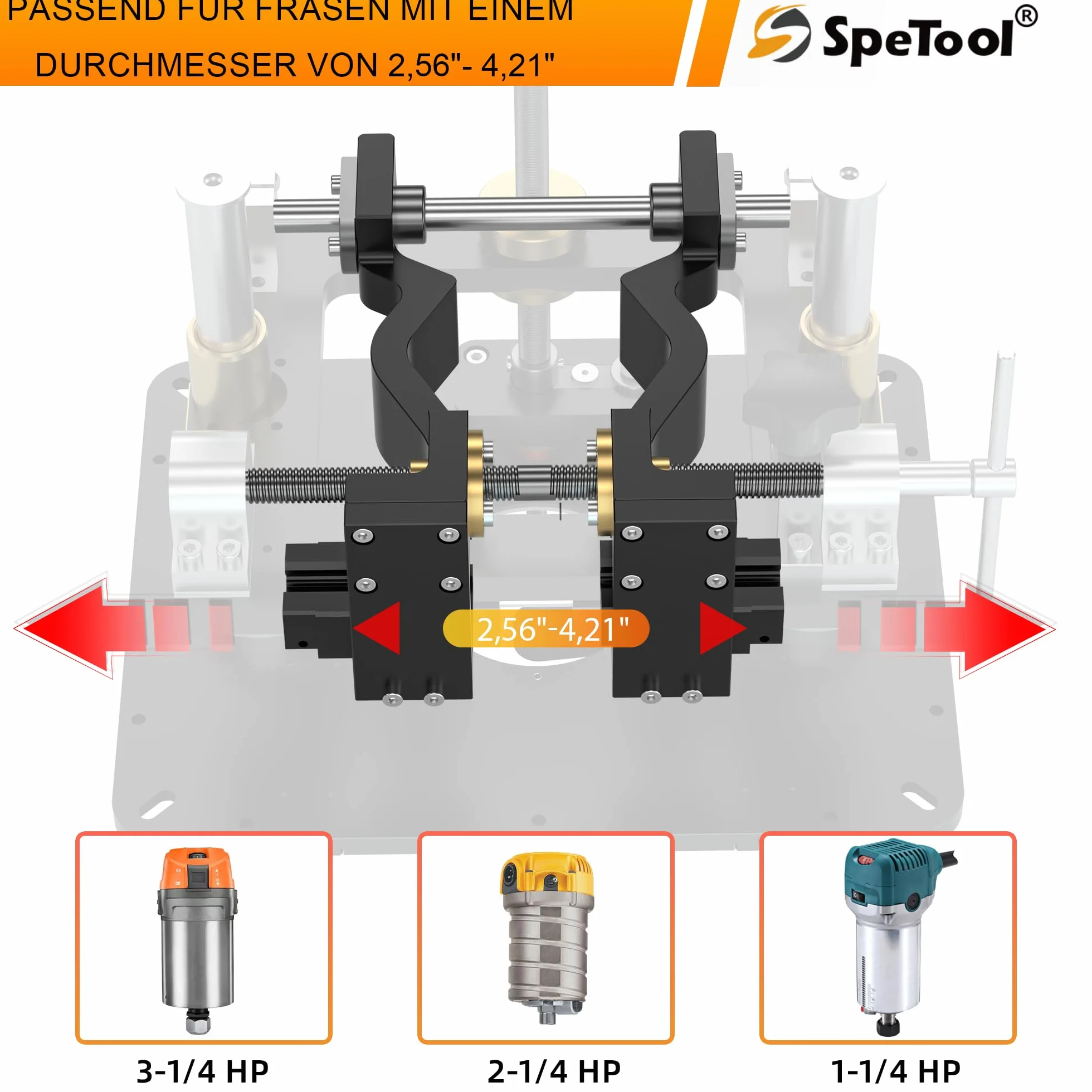SpeTool Sollevatore per fresatura superiore con diametro da 65 mm a 107 mm, sollevatore superiore in alluminio con stencil fai da te e 3 anelli magnetici, 9-1/4" x 11-3/4" per la lavorazione del legno