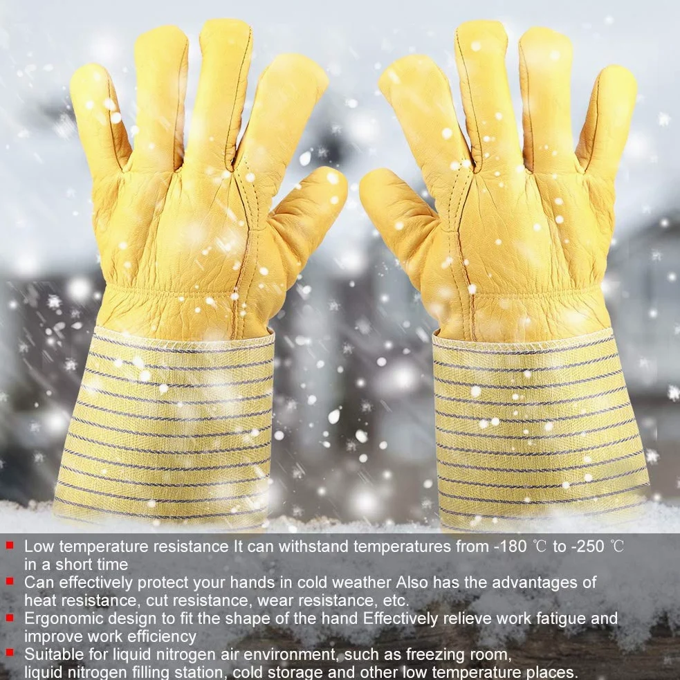 Hopcd Guanti criogenici, -180 ℃ a -250 ℃ Guanti protettivi Impermeabili per la Protezione delle Mani in azoto Liquido per Sicurezza di Lavoro congelata, Antivento, Polsino Lungo, Unisex