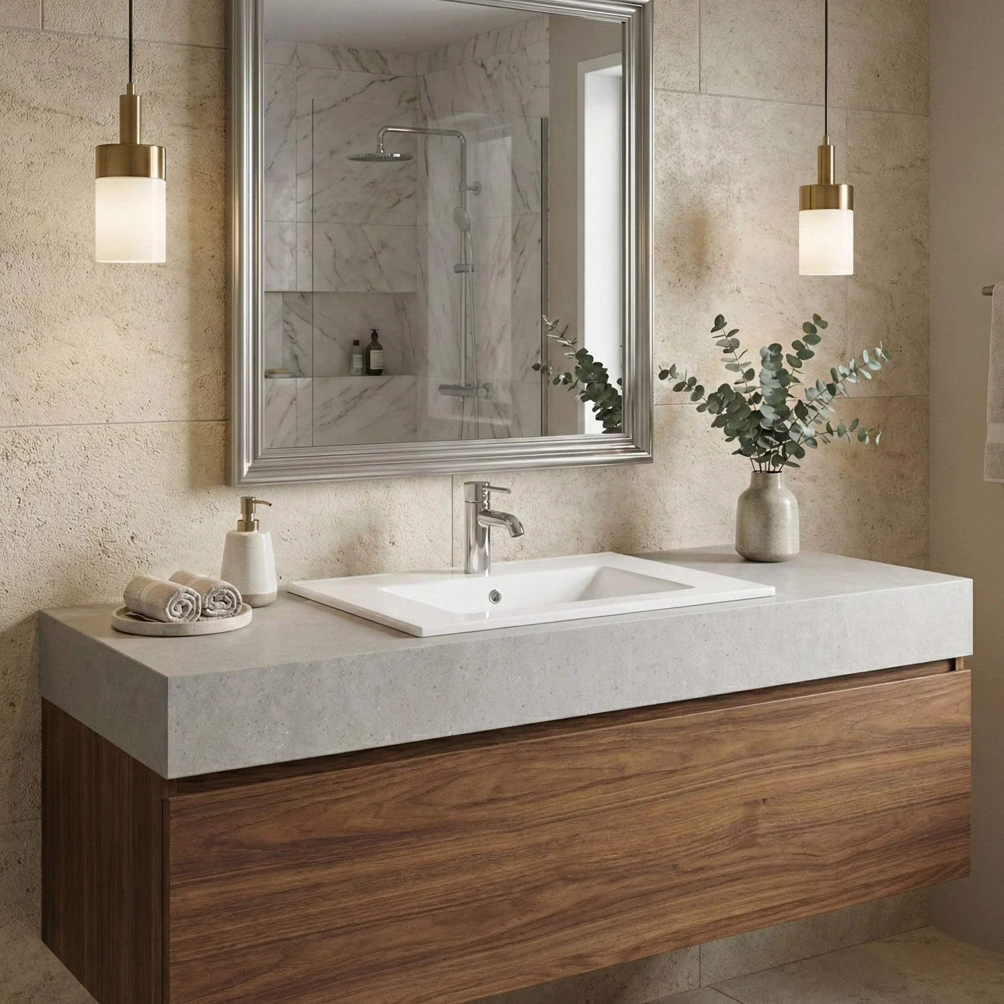 Rea - Lavabo Da Incasso Dafne 75 Lavabo Bagno 760 X 465 X 180 mm Ceramica (Bianco)