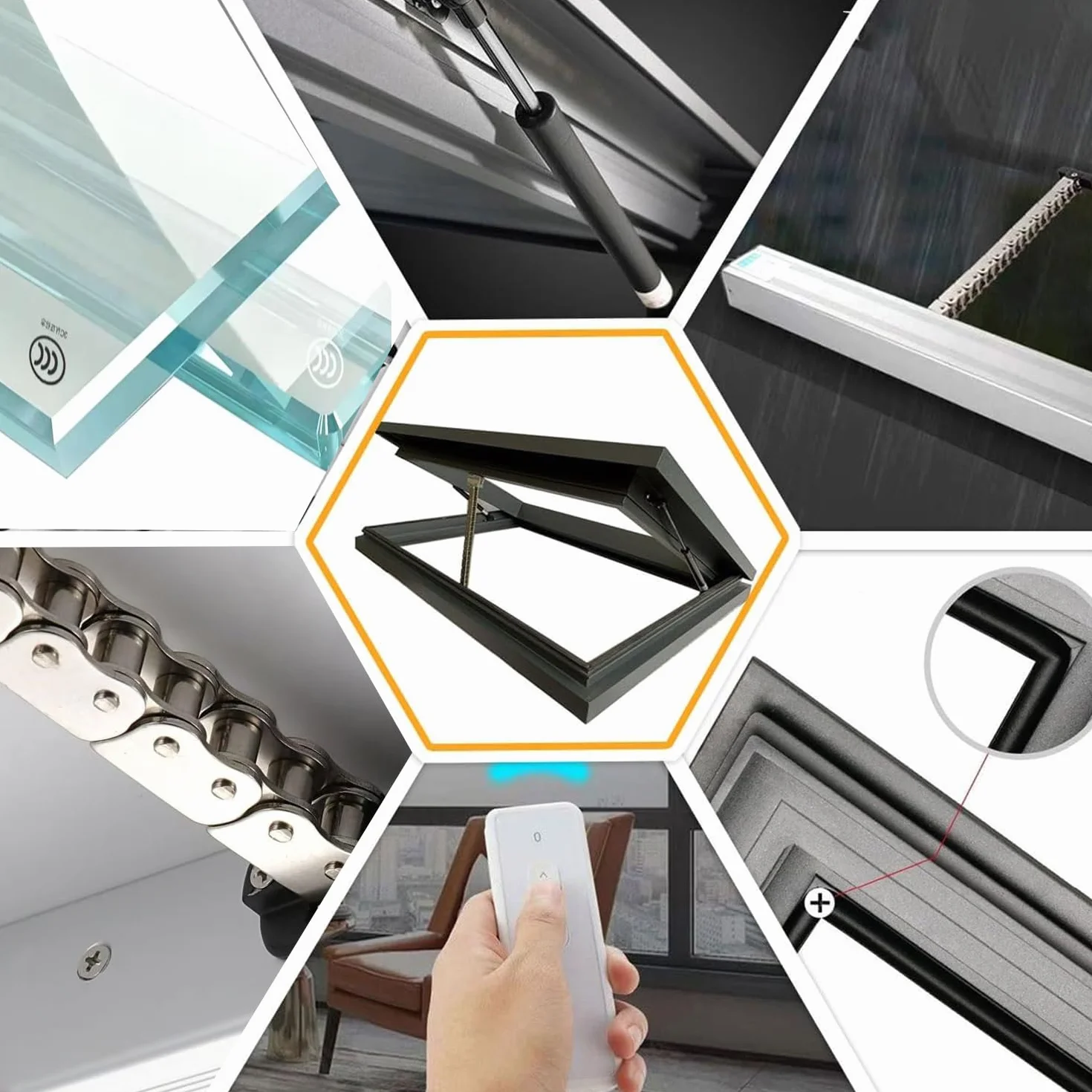 Lucernario Elettrico in Alluminio con zanzariere, Design Impermeabile per Illuminazione e Ventilazione in tetti, soffitte, scantinati