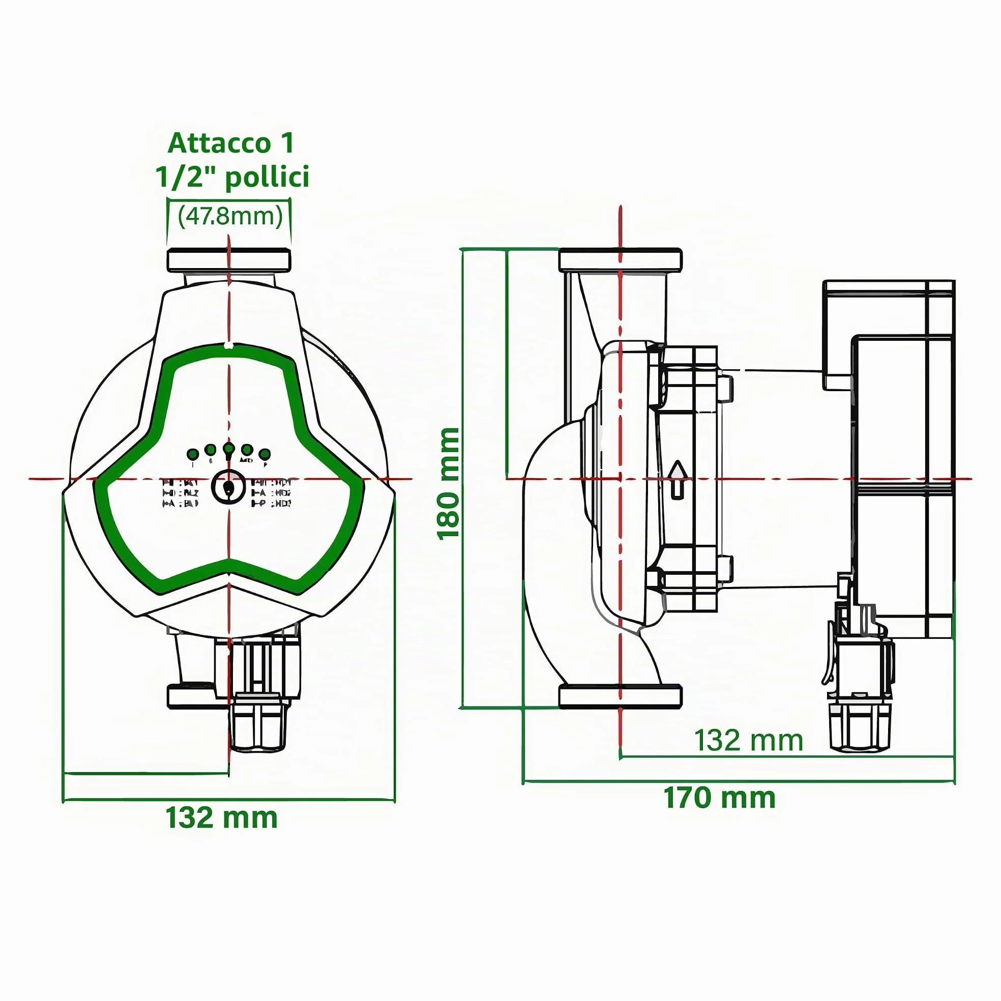 HST | Pompa di riscaldamento ad alta efficienza | Pompa di circolazione | HST EPS 25-11/180 mm | Altezza di mandata 11 m | regolazione della velocità tramite segnale PWM