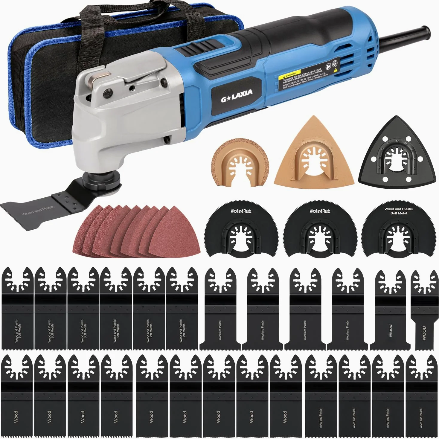 Strumenti Oscillanti 260W, 6 Velocità Variabile 15000-22000RPM Utensile Multifunzione, Angolo di Oscillazione 3° multifunzione oscillante,39 Pezzi Accessori con Borsa da Trasporto