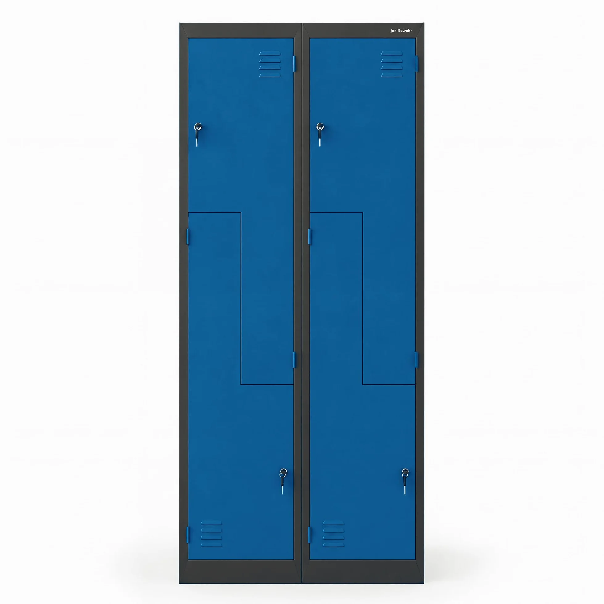 Jan Nowak armadio spogliatoio in metallo 4 scomparti, armadietto guardaroba con serratura, ventilazione, aste appendiabiti, per dipendenti palestra ufficio 185 x 80 x 40 cm