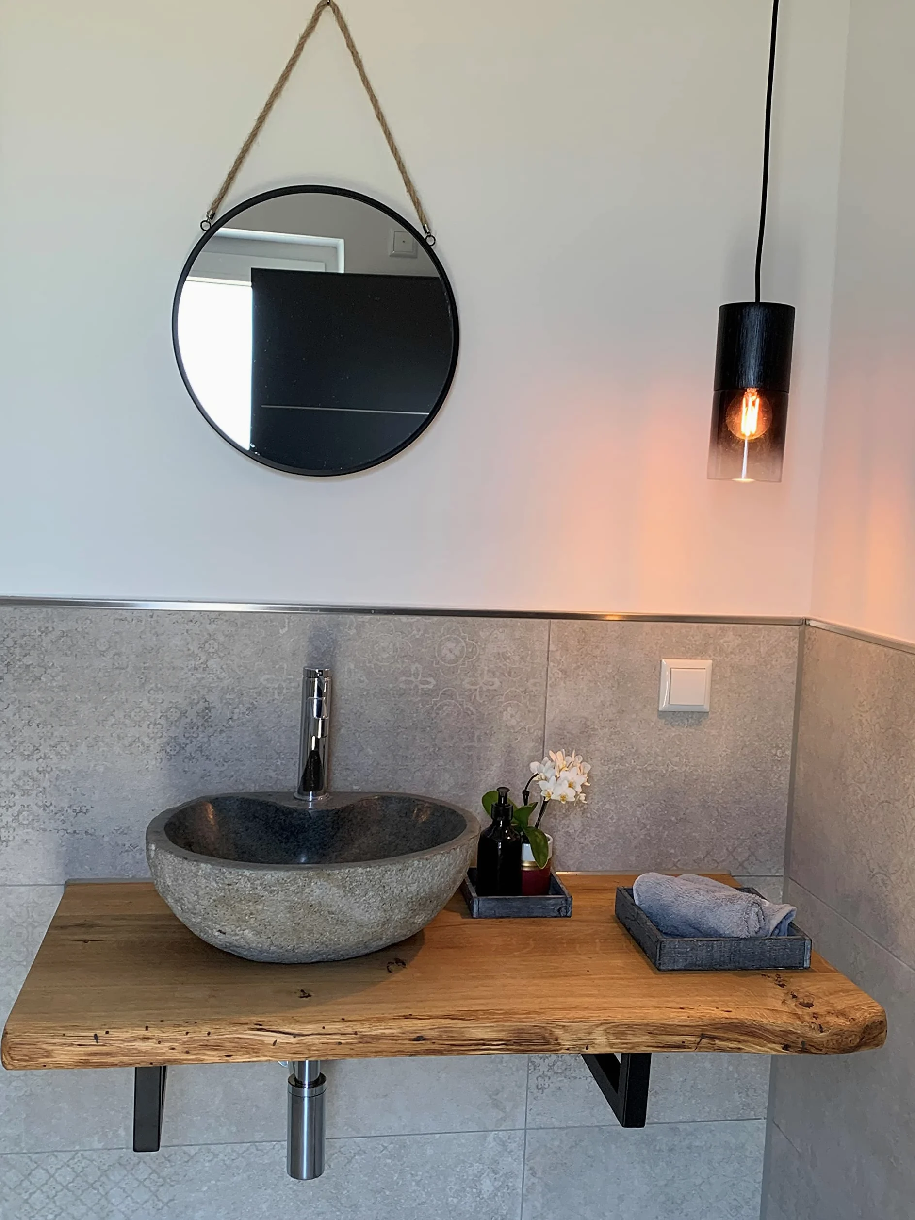 Top per lavabo in legno massello di rovere oliato (140 x 55 cm)
