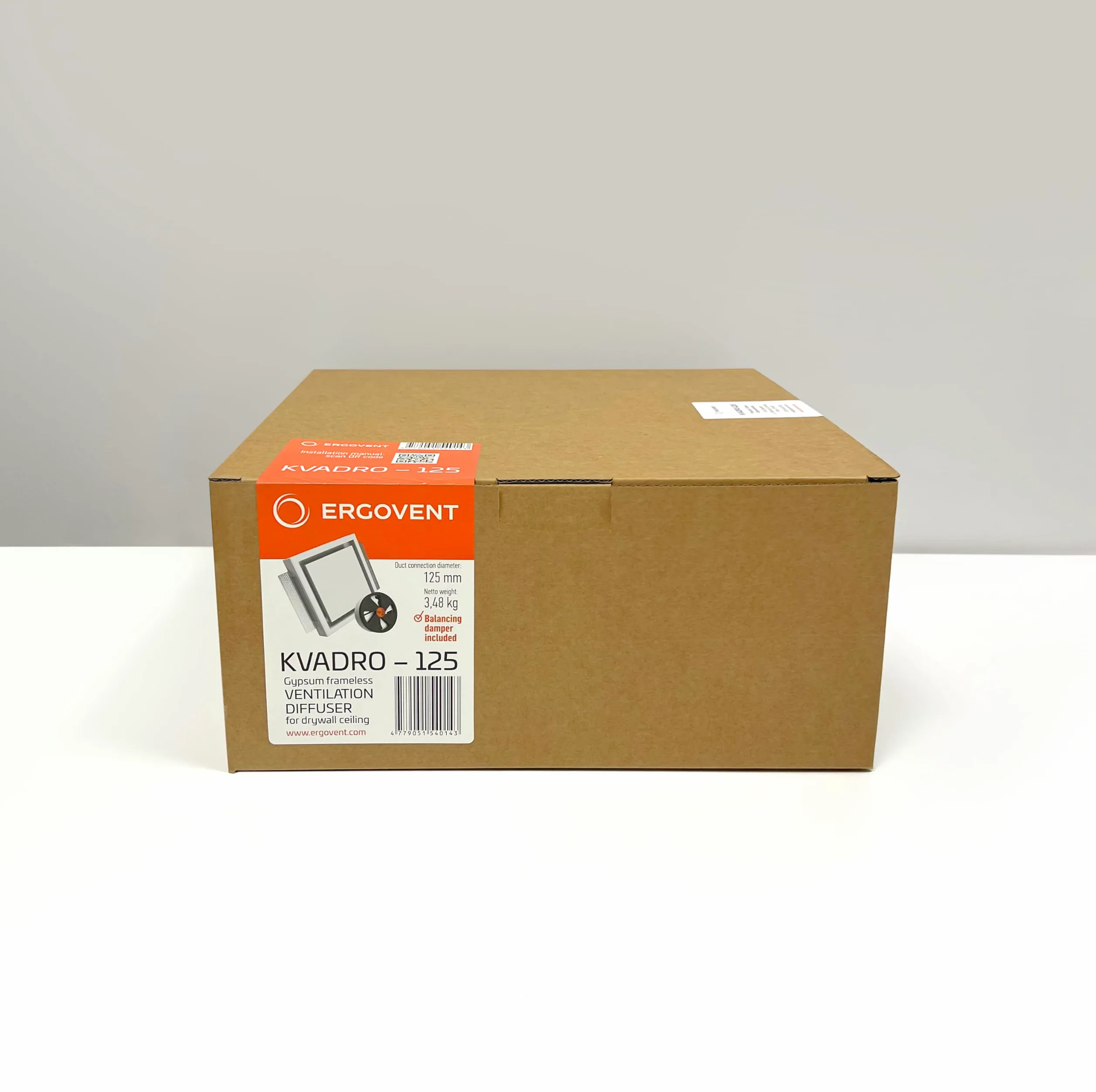KVADRO-100 - Presa di ventilazione quadrata senza cornice - valvola a disco da 100 mm con magnete - diffusore verniciabile 4"