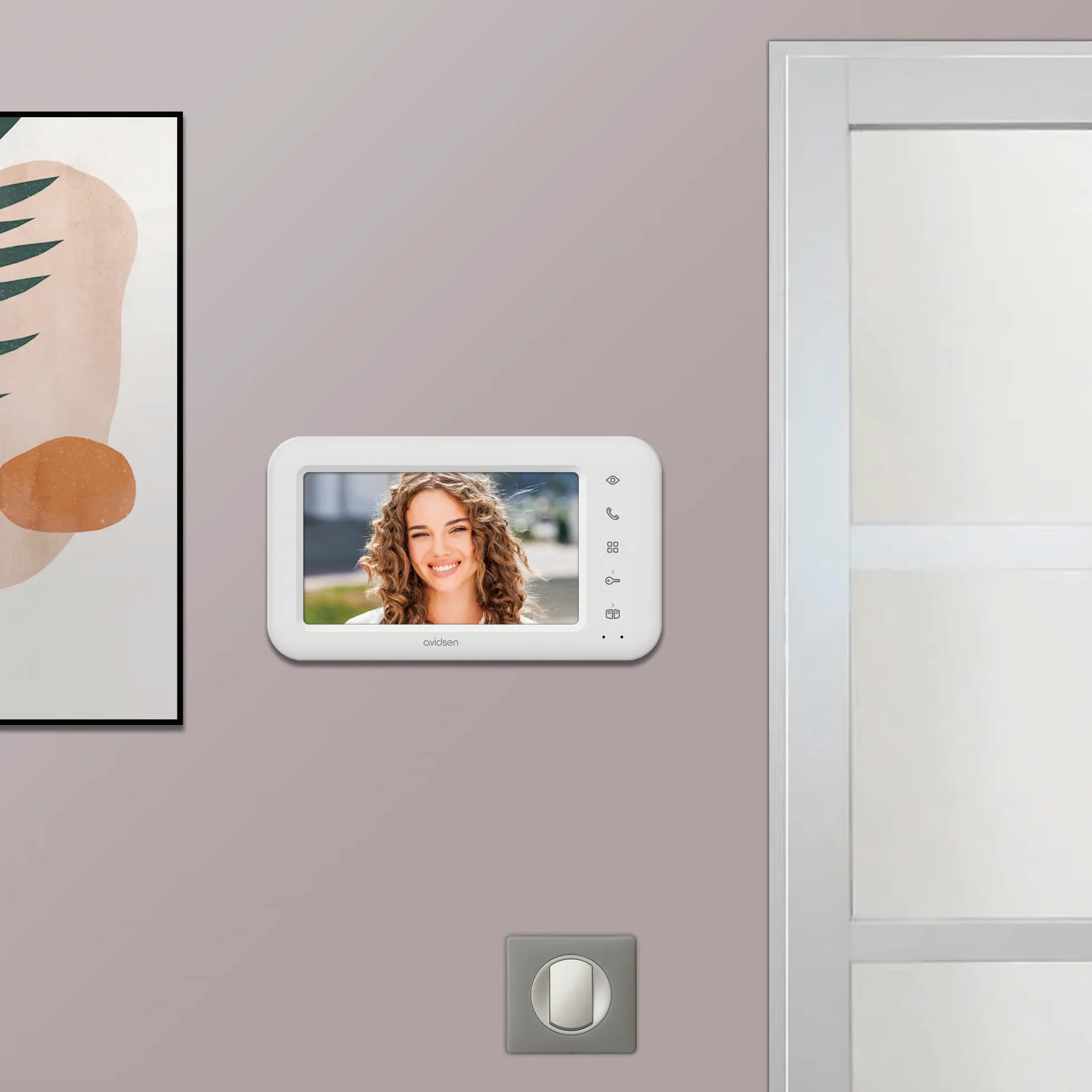 Videocitofono Elia Avidsen a colori 7 pollici LCD, 2 fili eco-progettato, controllo apertura del cancello,