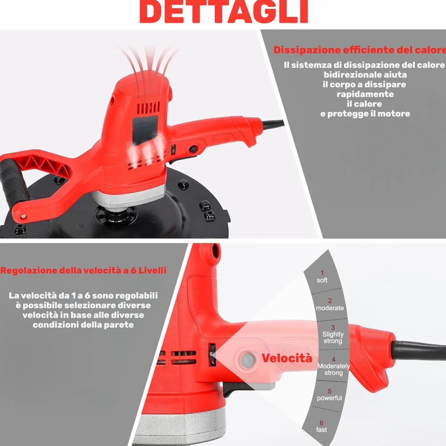 Frattone Frattazzatrice Frattazzo Elettrico 1680W con 6 Regolazioni di Velocità Levigatrice per Muro Pareti Cazzuola Lisciante per intonaco Rifiniture Murali