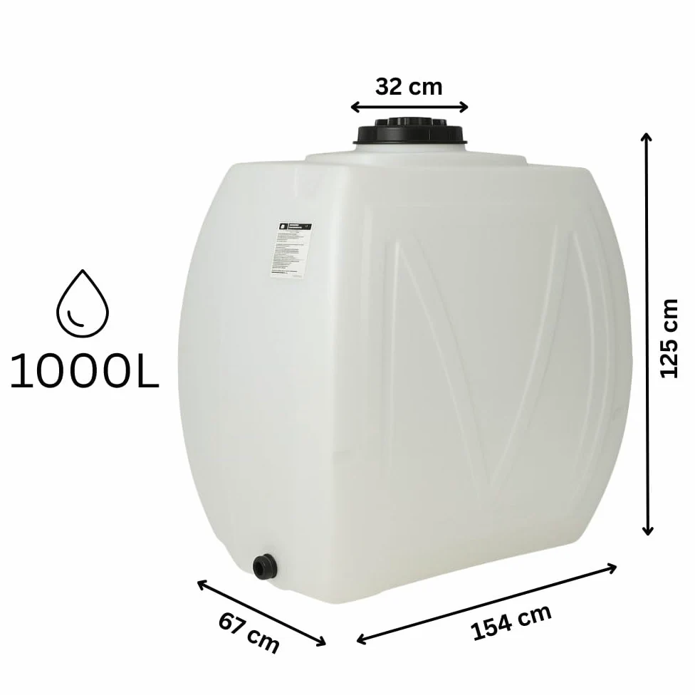 Serbatoio acqua potabile BALKAN ENERGY, parallelepiped Classic Narrow 1000 L (bianco)