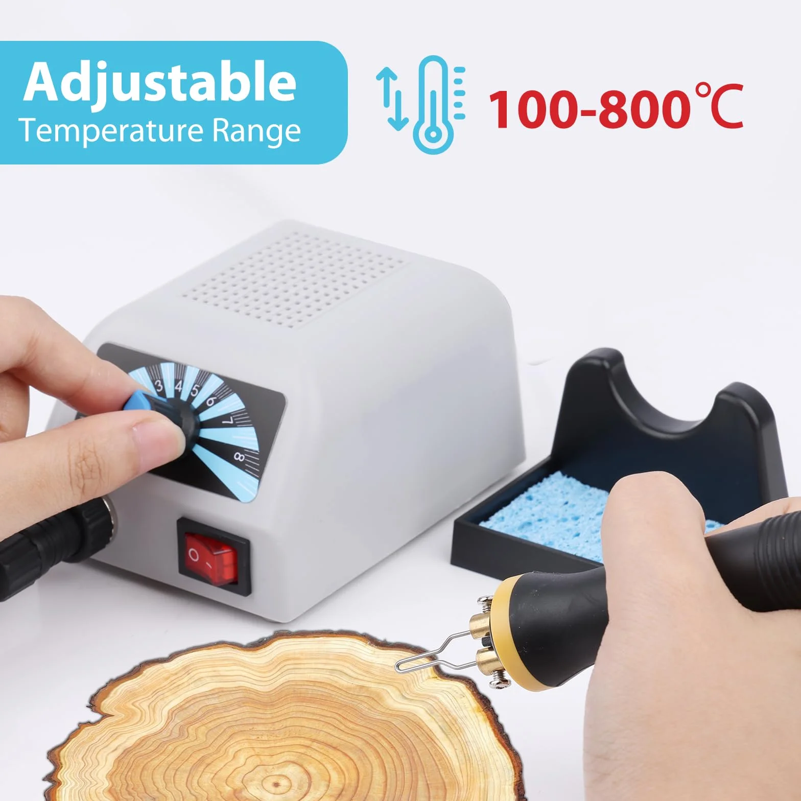 Kit Pirografo Legno 60W,Temperatura Regolabile 100°C-800°C, 30 Punte Intercambiabili, Ideale per Principianti e Appassionati di Pirografia