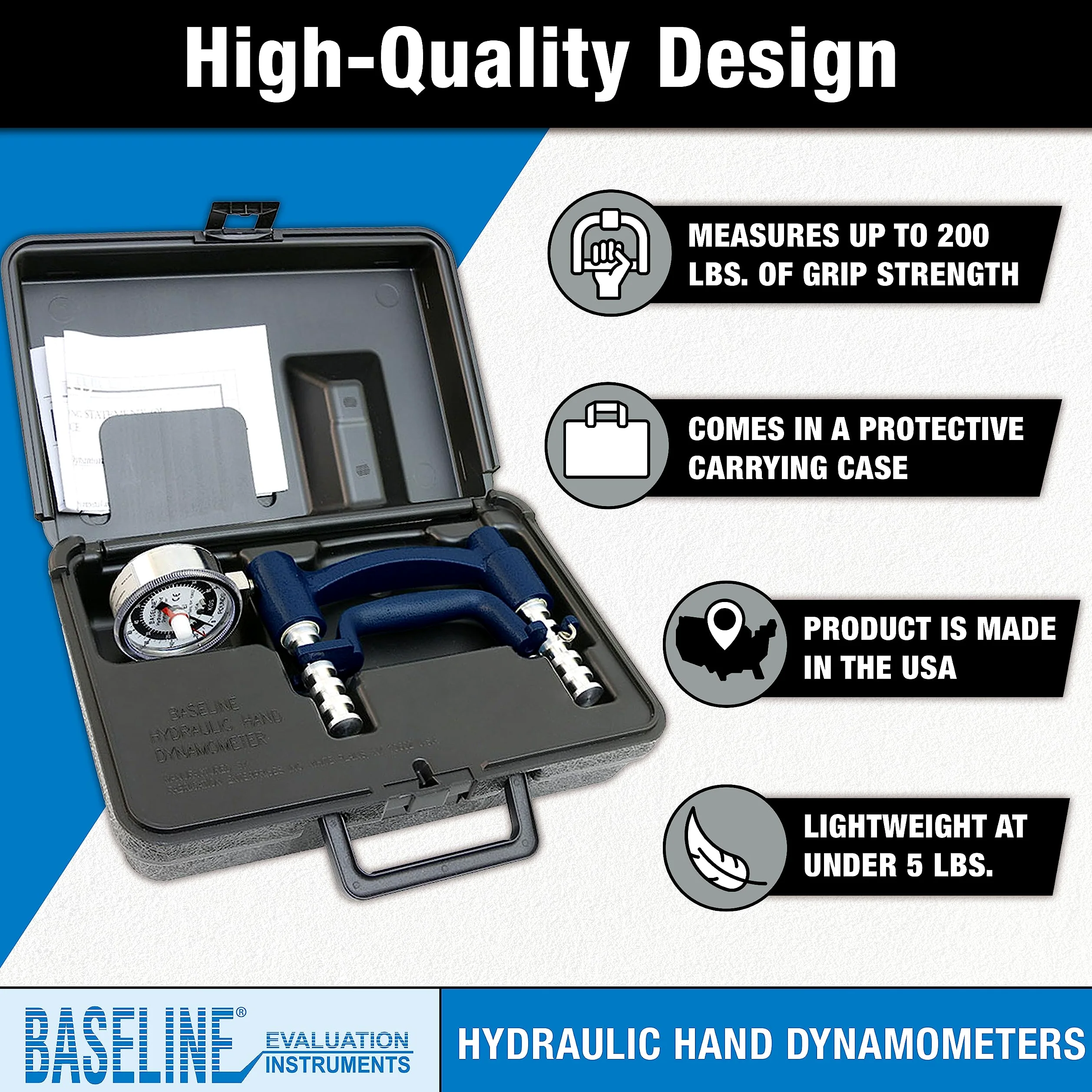 Baseline W50175 Dinamometro Idraulico, Misuratore Forza Mani 90,7Kg