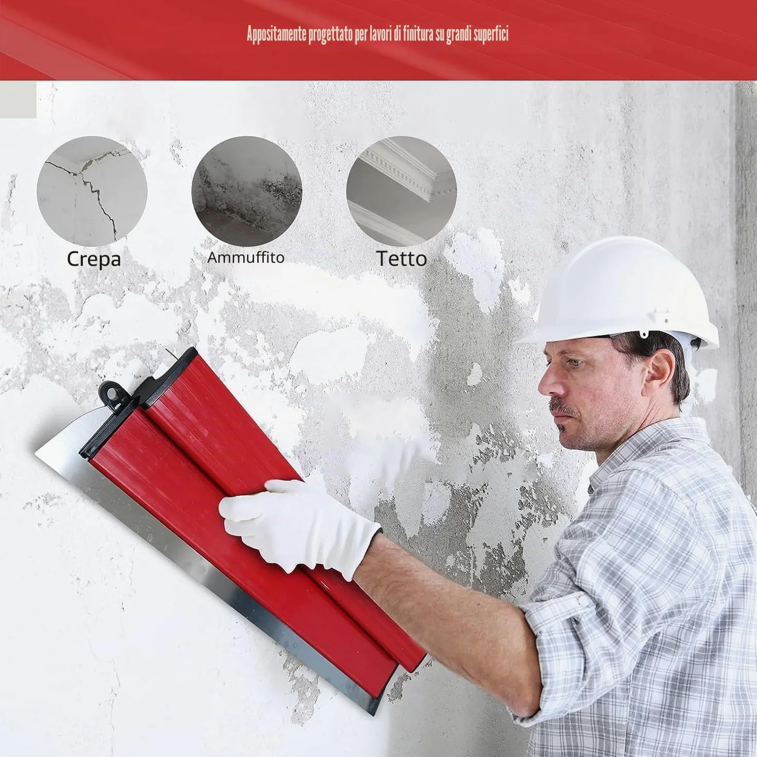 suokoun Spatole per Stucco, 60 cm, con lama in acciaio inossidabile da 0,35 mm, coltello semi flessibile per cartongesso per cemento e pareti in calcestruzzo