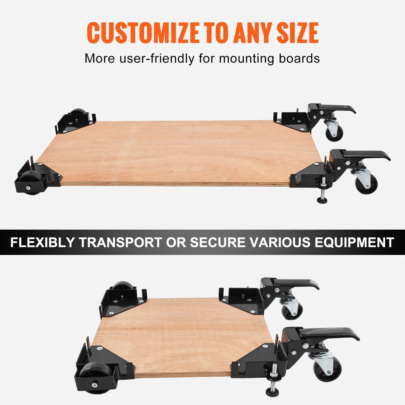 VEVOR Kit di Base Mobile per Carico Pesante 181,4 kg, Supporto Universale con Rotelle 241,3x241,3 mm, Ruote Girevoli, Attrezzi per Base per Attrezzature Lavorazione Legno Lavatrice Mobili Pesanti