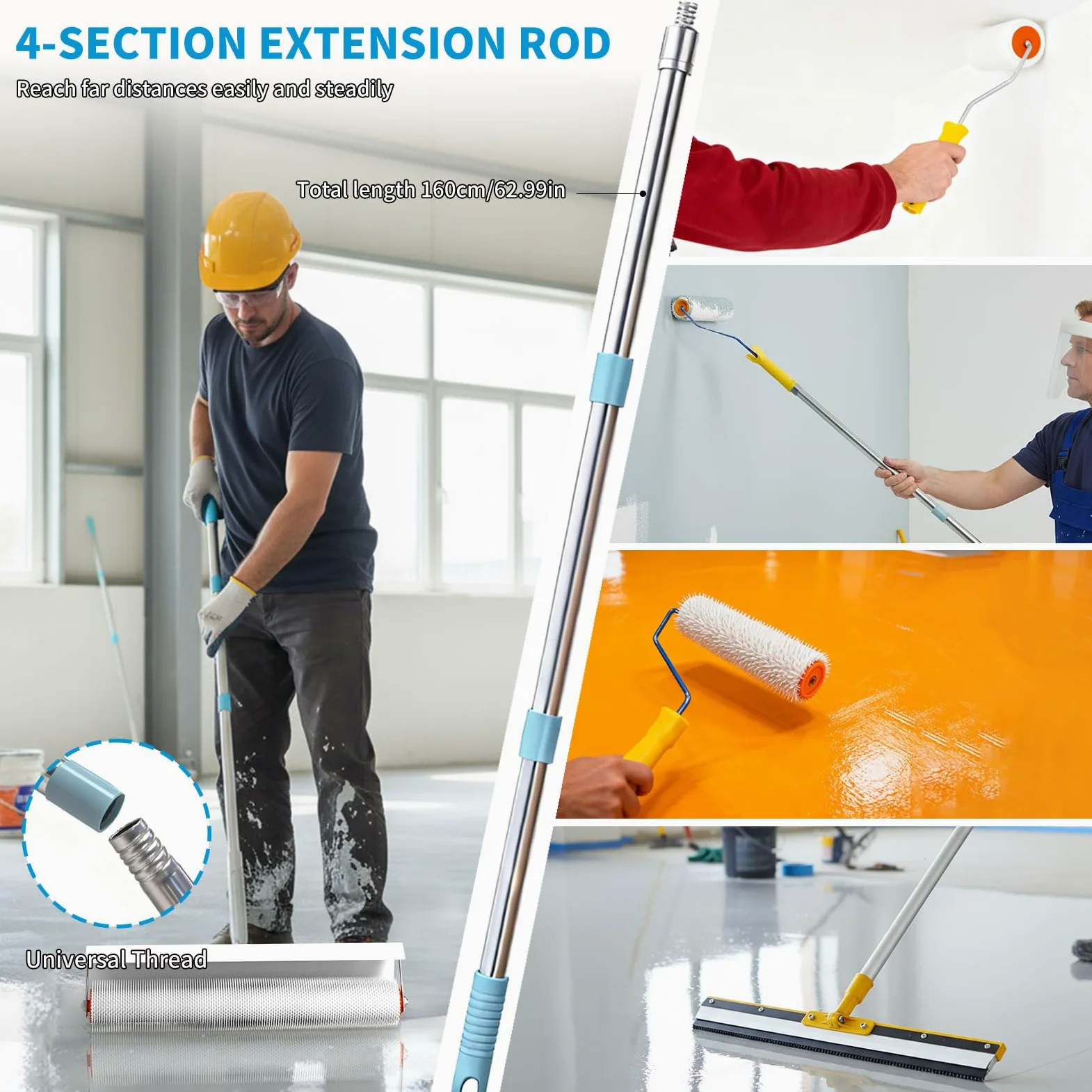 Kit di Strumenti Autolivellanti per Cemento con Rullo Frangibolle, Rullo Pittura, Scarpe Chiodate per Prato, Asta Telescopica, Spatola, Cazzuola di Guanti per Autolivellante per Pavimenti