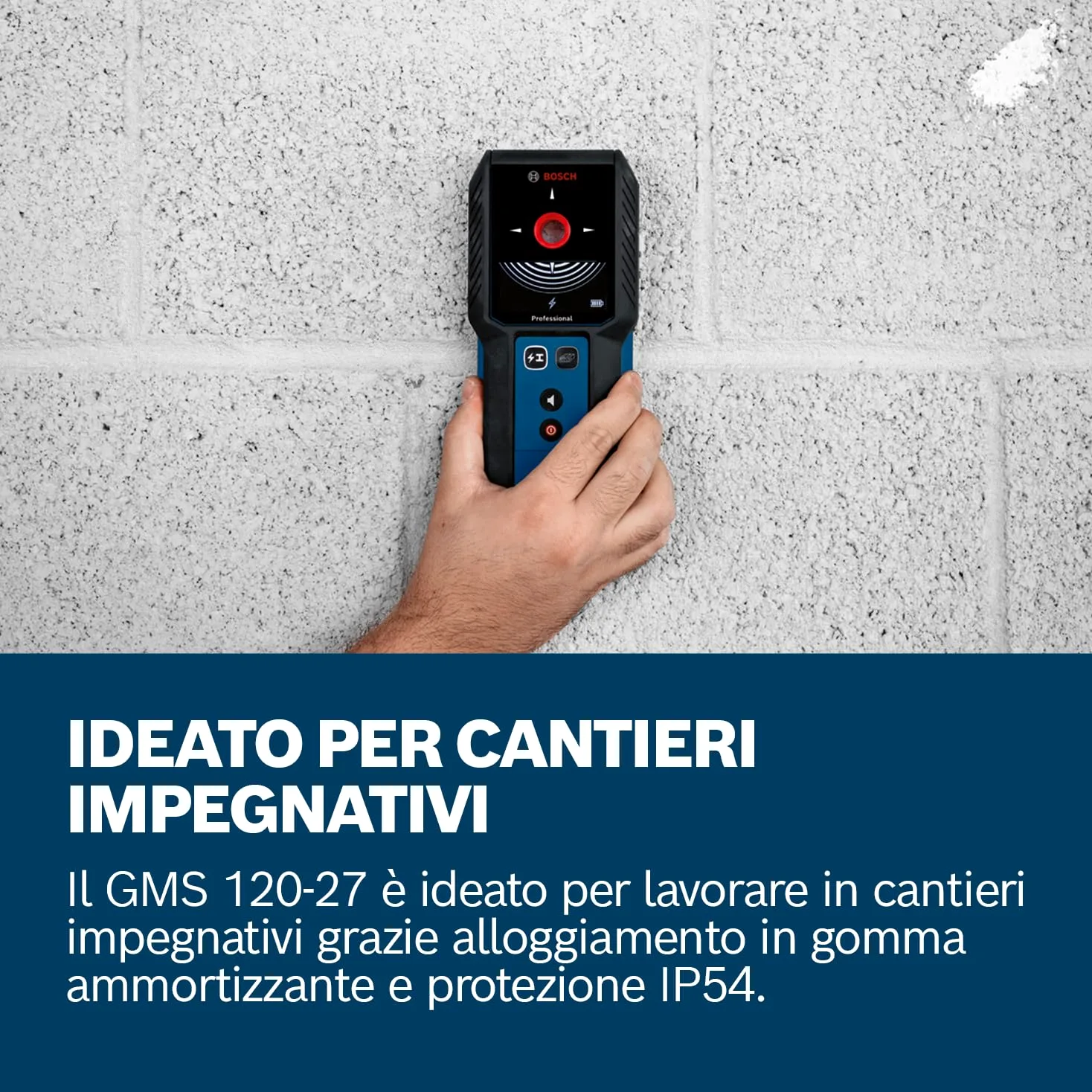 Bosch Professional Wallscanner GMS 100-23 (profondità di rilevazione max. metalli non magnetici/metallo magnetico/cavi sotto tensione: 100/80/ 50 mm, 2 batterie AA, custodia)