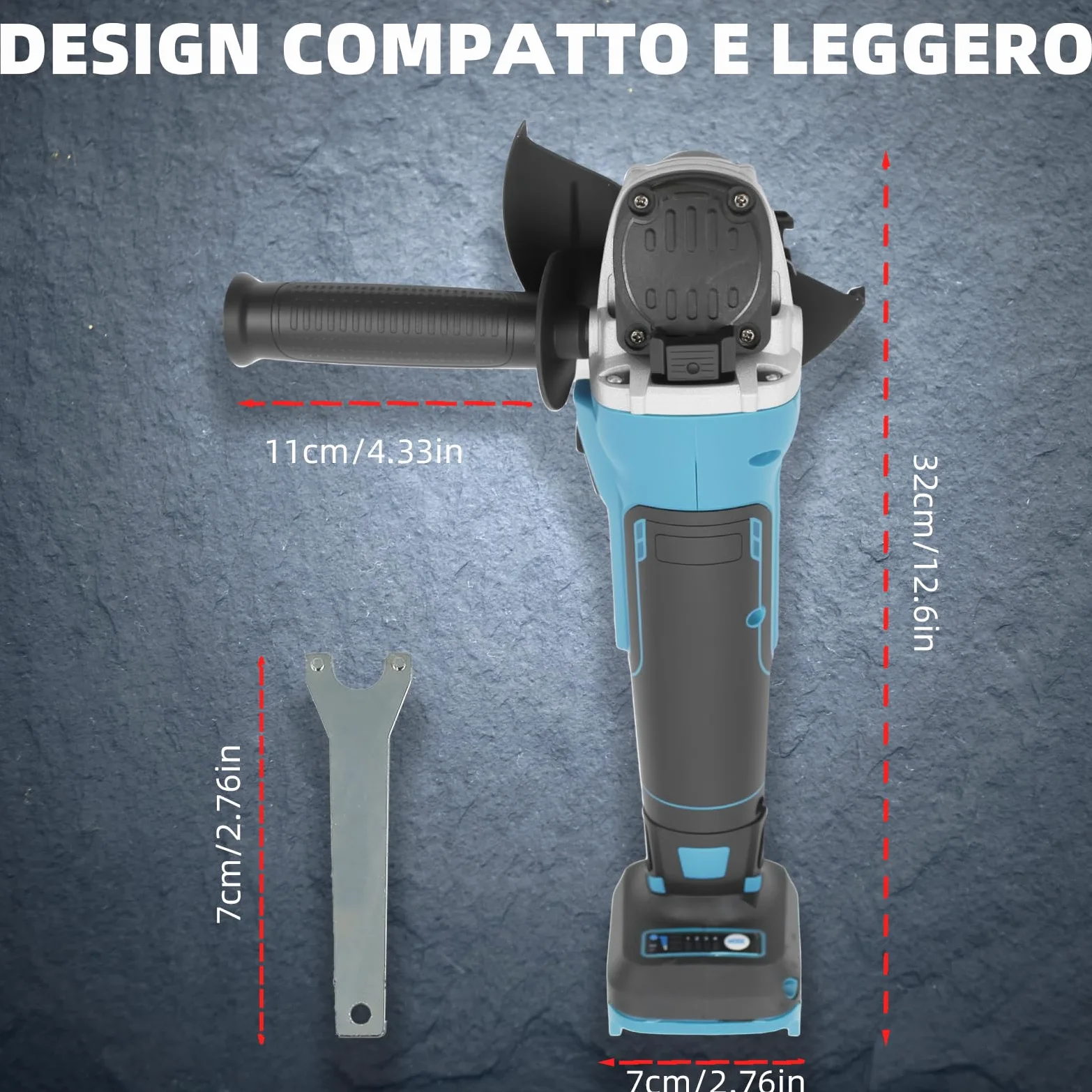 Smerigliatrice angolare a batteria compatibile con Makita 18 V, 8500 giri/min, regolazione della velocità in 4 fasi, disco abrasivo da 125 mm con chiave per levigatura, taglio e lucidatura (senza