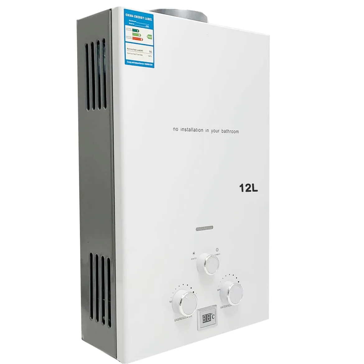 Scaldabagno a Gas GPL 12L 24KW, Portatile Istantaneo Scaldabagno Butano Propano, Doccia allaperto Bagno, Adatto Casa Campeggio Esterno RV, con certificazione CE, Tubo Doccia