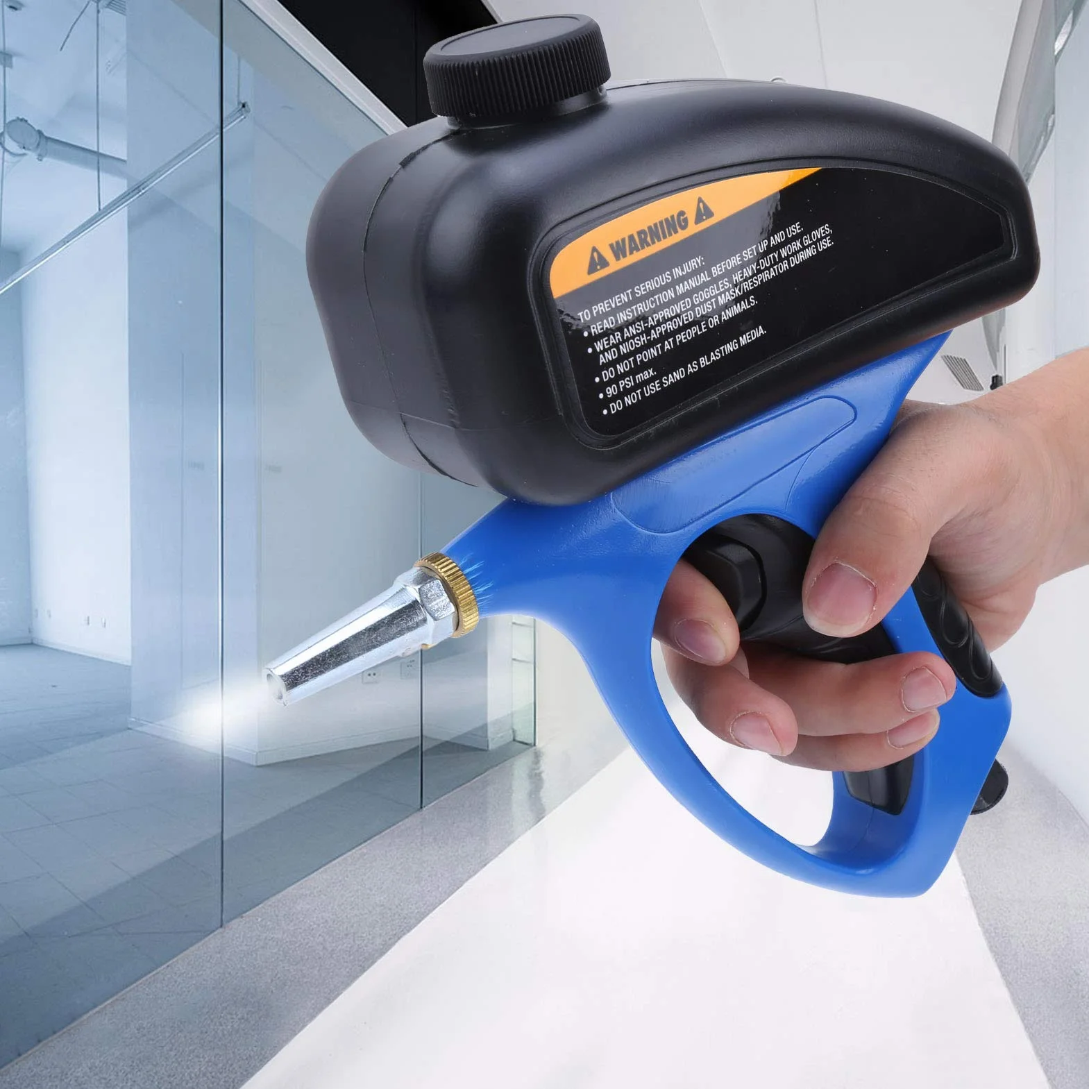 Sabbiatrice Pneumatica Portatile con Serbatoio 510 ml, per Vetro