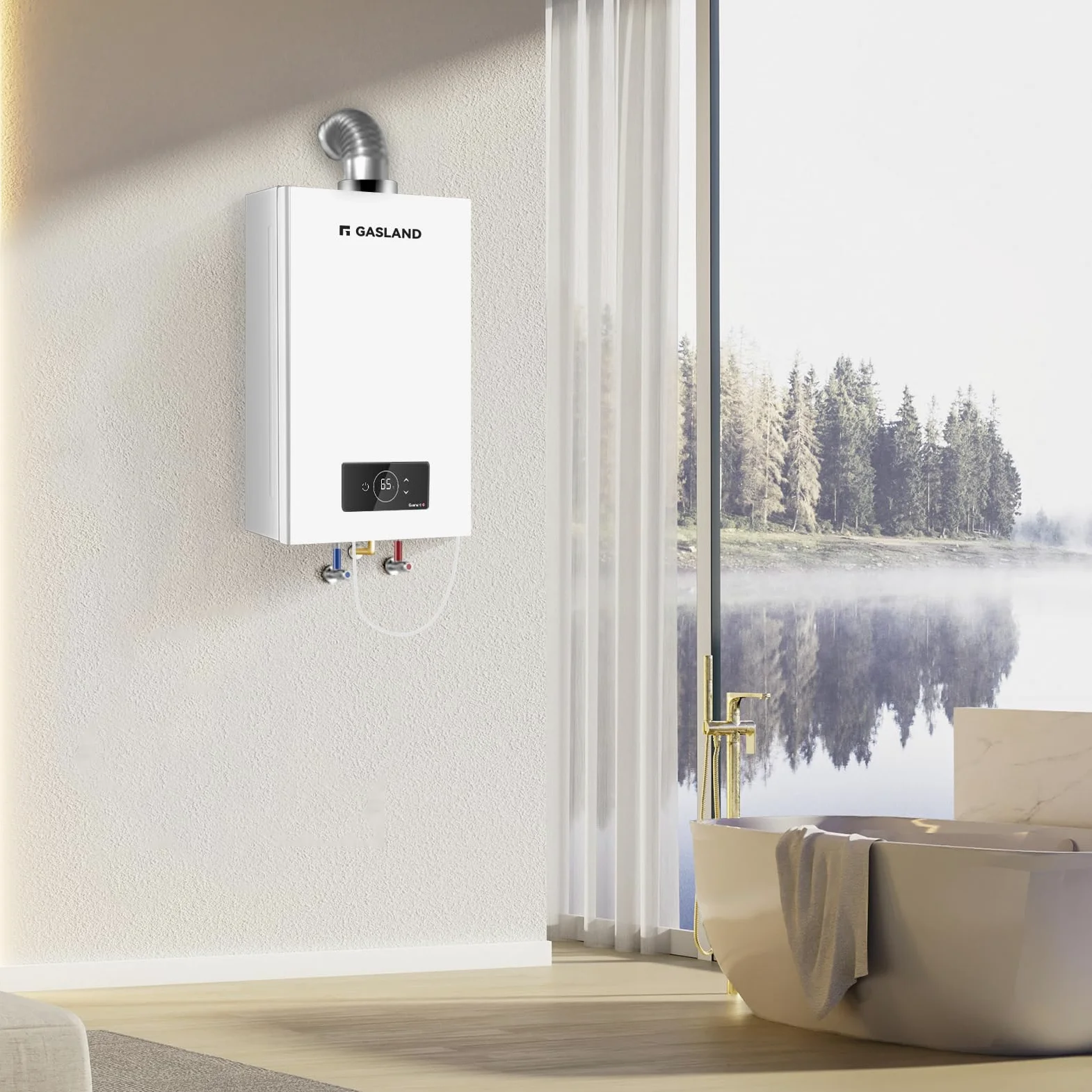 GASLAND Gasmart C: Scaldabagno a gas da 12 l, GS318NG a metano istantaneo (20 mbar), per interni, a basso NOx, caldaia sigillata per bagno, cucina, lavanderia