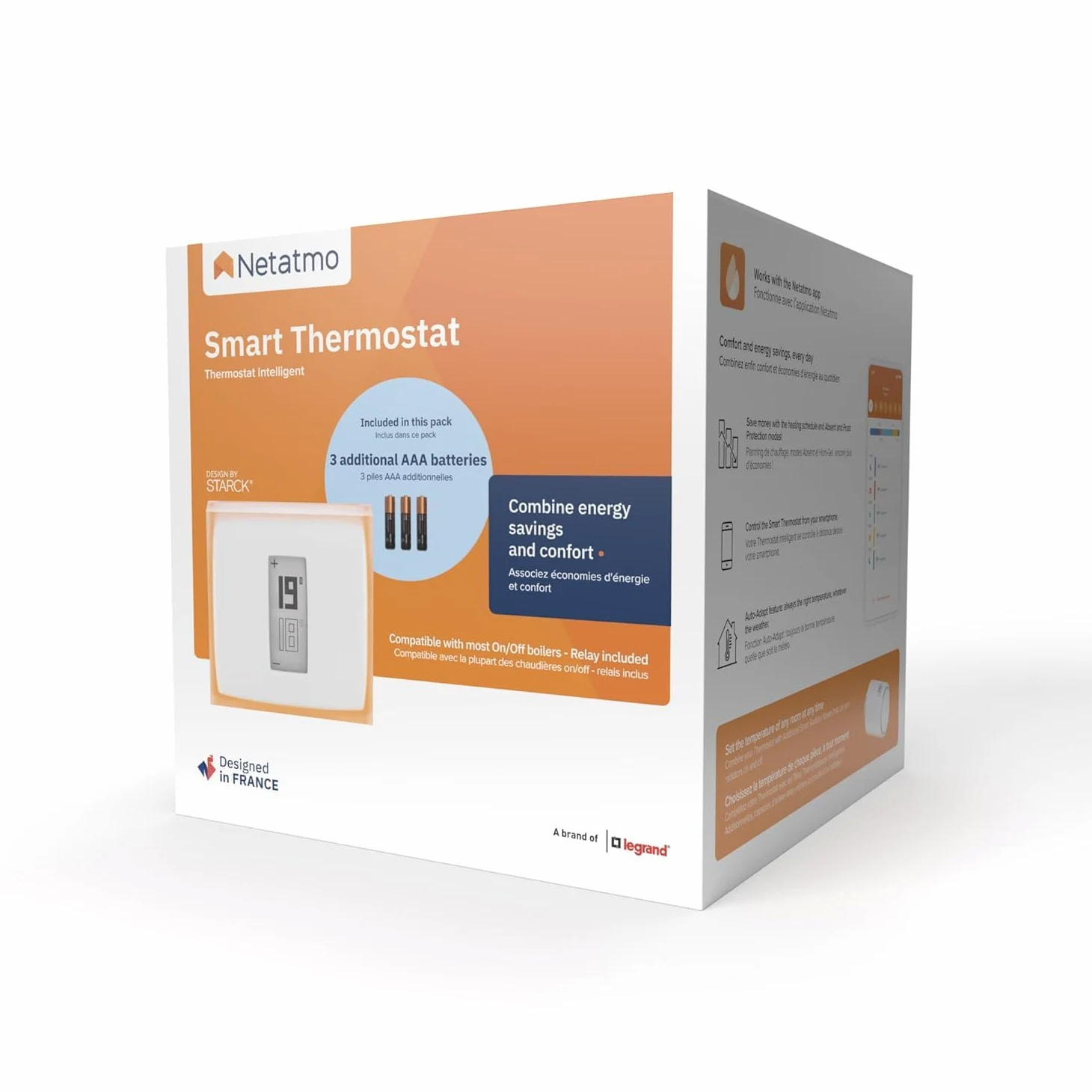 Netatmo Termostato Wifi Intelligente - Controlla il Riscaldamento da Remoto tramite App - Per caldaia individuale, NTH01-AMZ