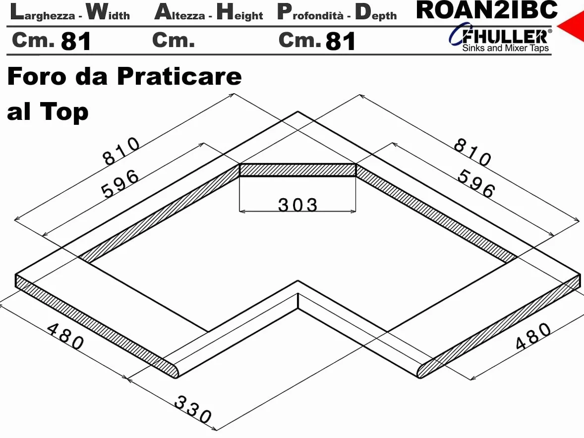 Lavello da Cucina ad Angolo, 83x83 cm, 2 Vasche in Acciaio Inox Spazzolato con Gocciolatoio