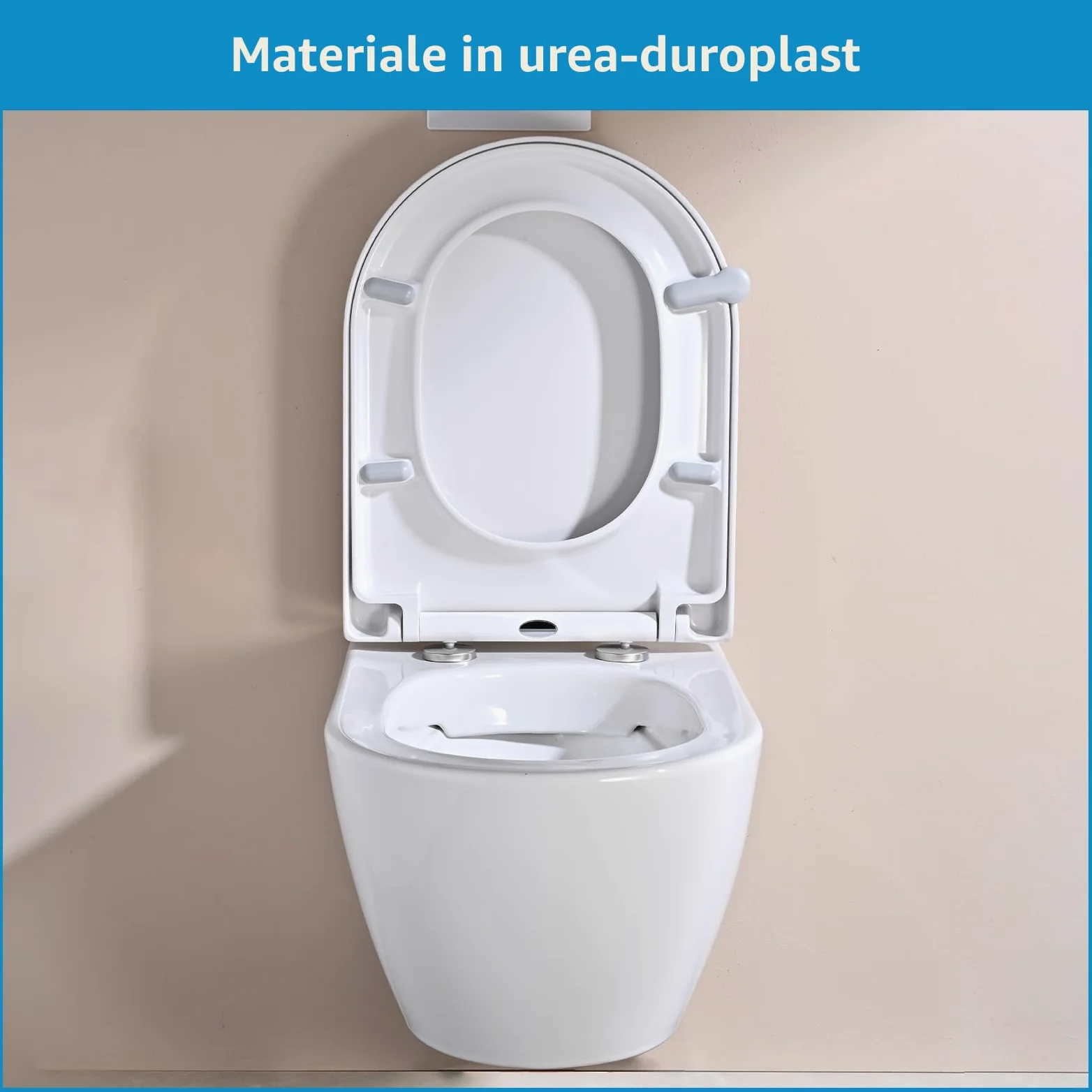 YEAUPE PRO Tavoletta WC Universale D Forma [LUNGO],Copriwater in Urea-Formaldeide,Sedile WC Con Chiusura Ammortizzata e Funzione di Sgancio Rapido, Bianco, 46,4 * 35,9 * 5CM