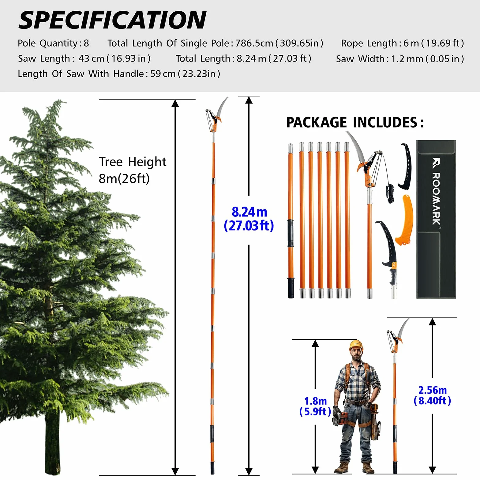 Cesoie telescopiche da 2-8 m, prolunga per cesoie da giardino, attrezzi da giardino per potatura, potatura telescopica leggera e molto resistente