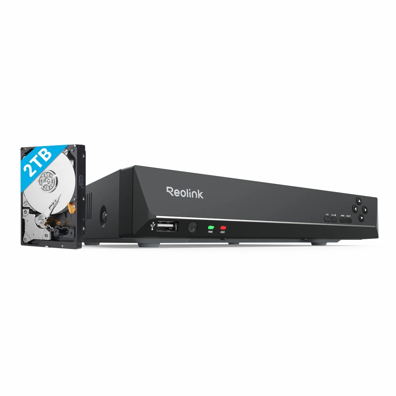 Reolink NVR PoE 8 Canali con 2TB HDD, Videoregistratore Cablato Supporta 16MP/12MP/4K/5MP/4MP, Accesso Locale e Remoto, Capacità Espandibile a 16TB, Videosorveglianza Registrazione 24/7, RLN8-410