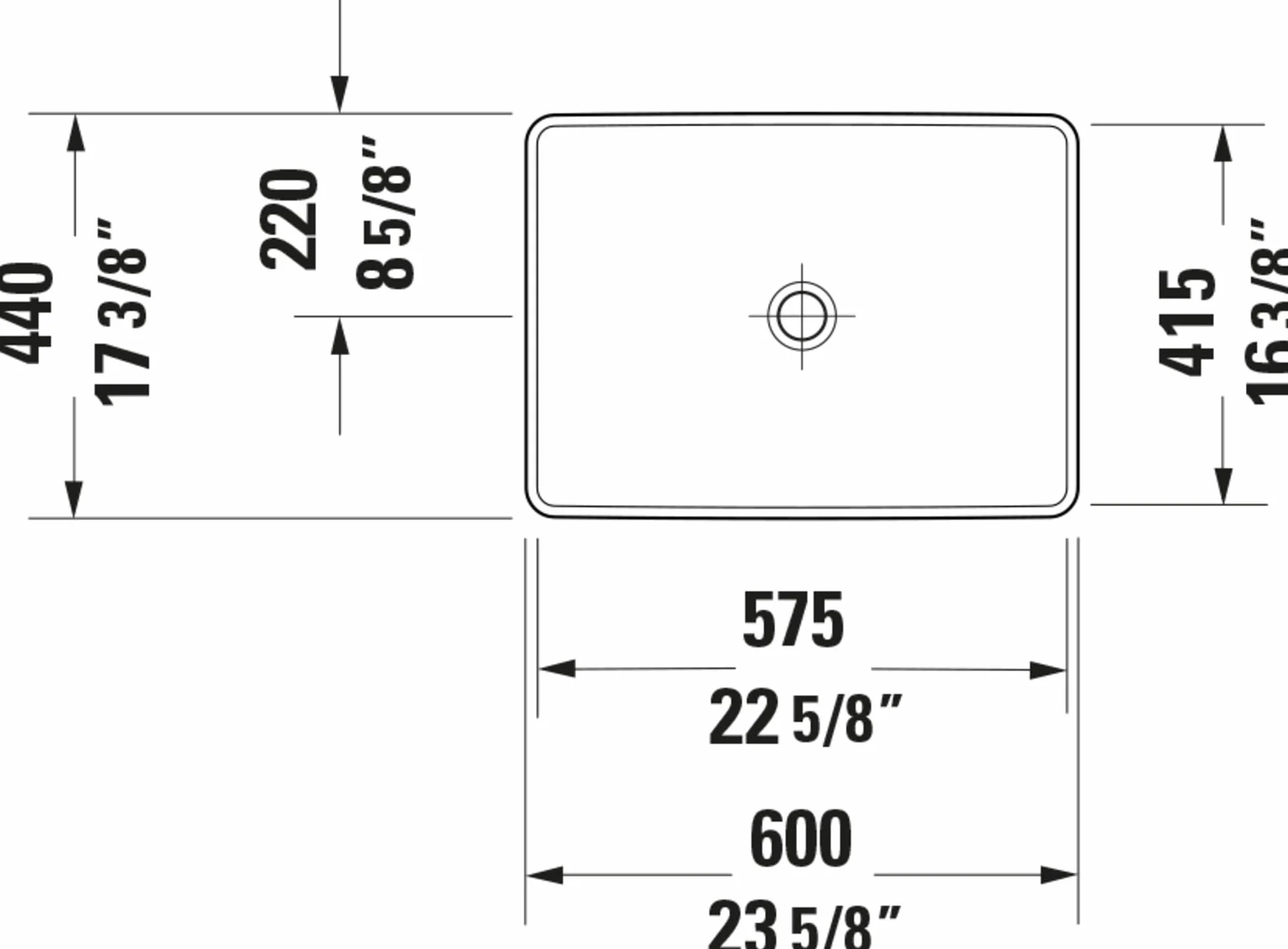 Duravit D-Neo lavabo encastré, 600x440mm, sans trou pour robinet, sans trop-plein, blanc brillant, poli, 0358600079, 0358600079