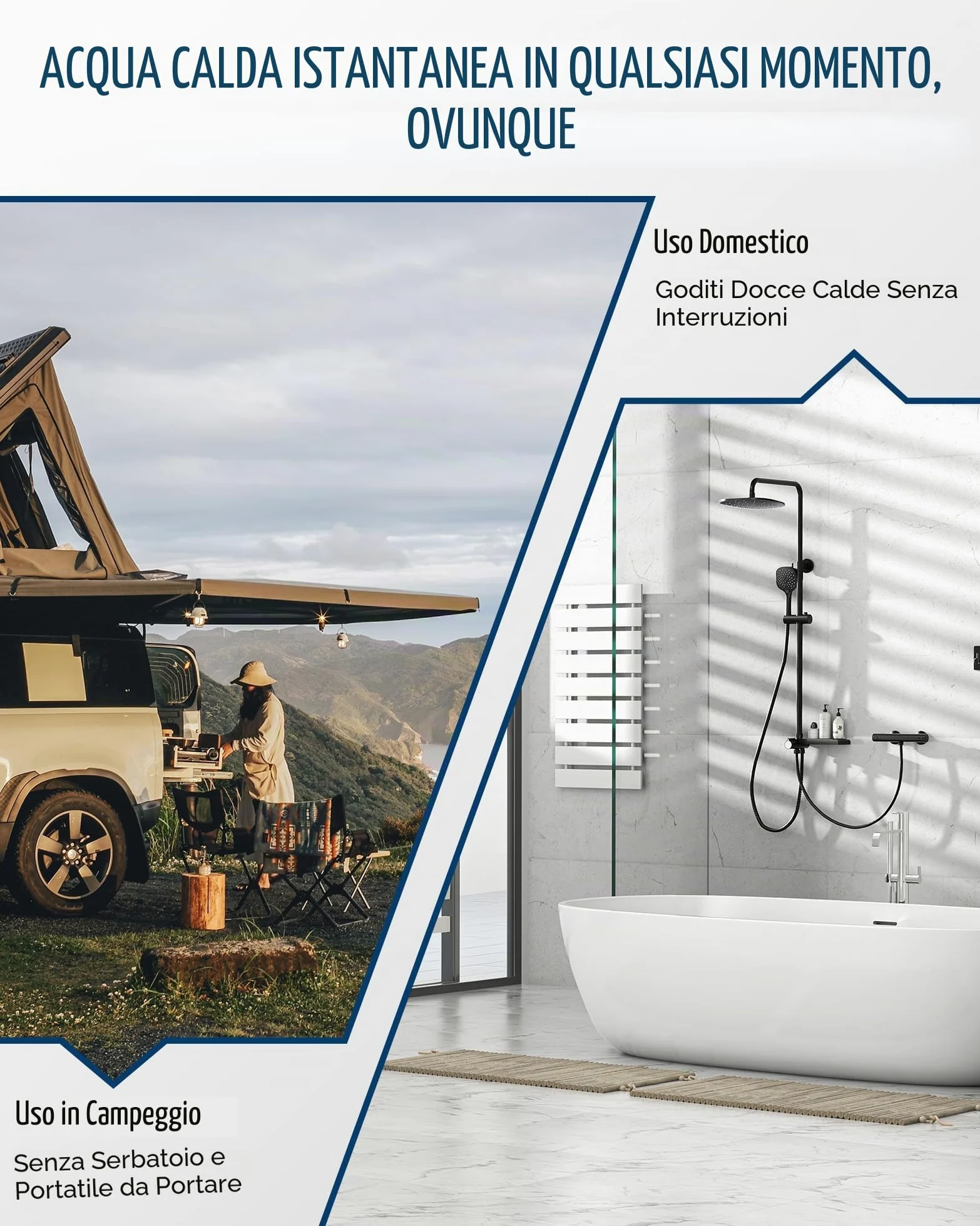 CO-Z 18L/min Scaldabagno a Gas GPL con Modalità Inverno ed Estate 30.6 kW Caldaia a Gas GPL a Parete senza Serbatoio Scaldabagno a Gas Butano con Anima in Rame e Display a LED