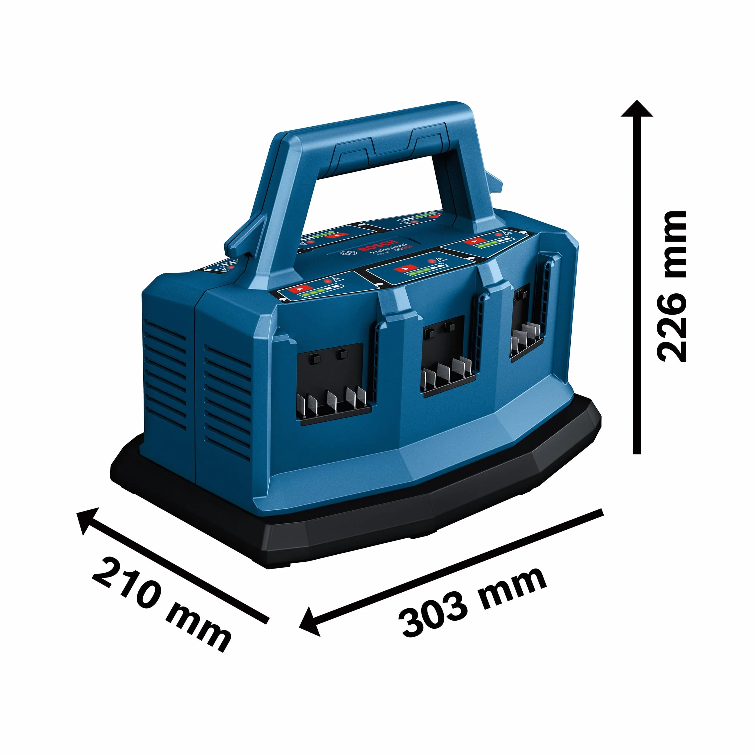 Bosch Professional 18V System Caricabatteria multiplo GAL 18V6-8 (incl. corrente di carica della batteria: 8A, incl. adattatore L-BOXX, senza batteria)
