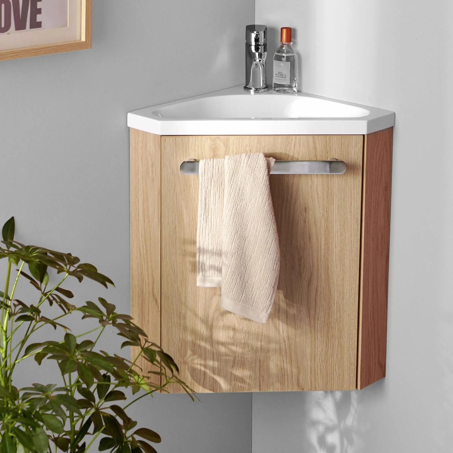 Mob-In - Lavamani angolare SKINO con lavabo in resina L 35 x H 53 x P 35 cm